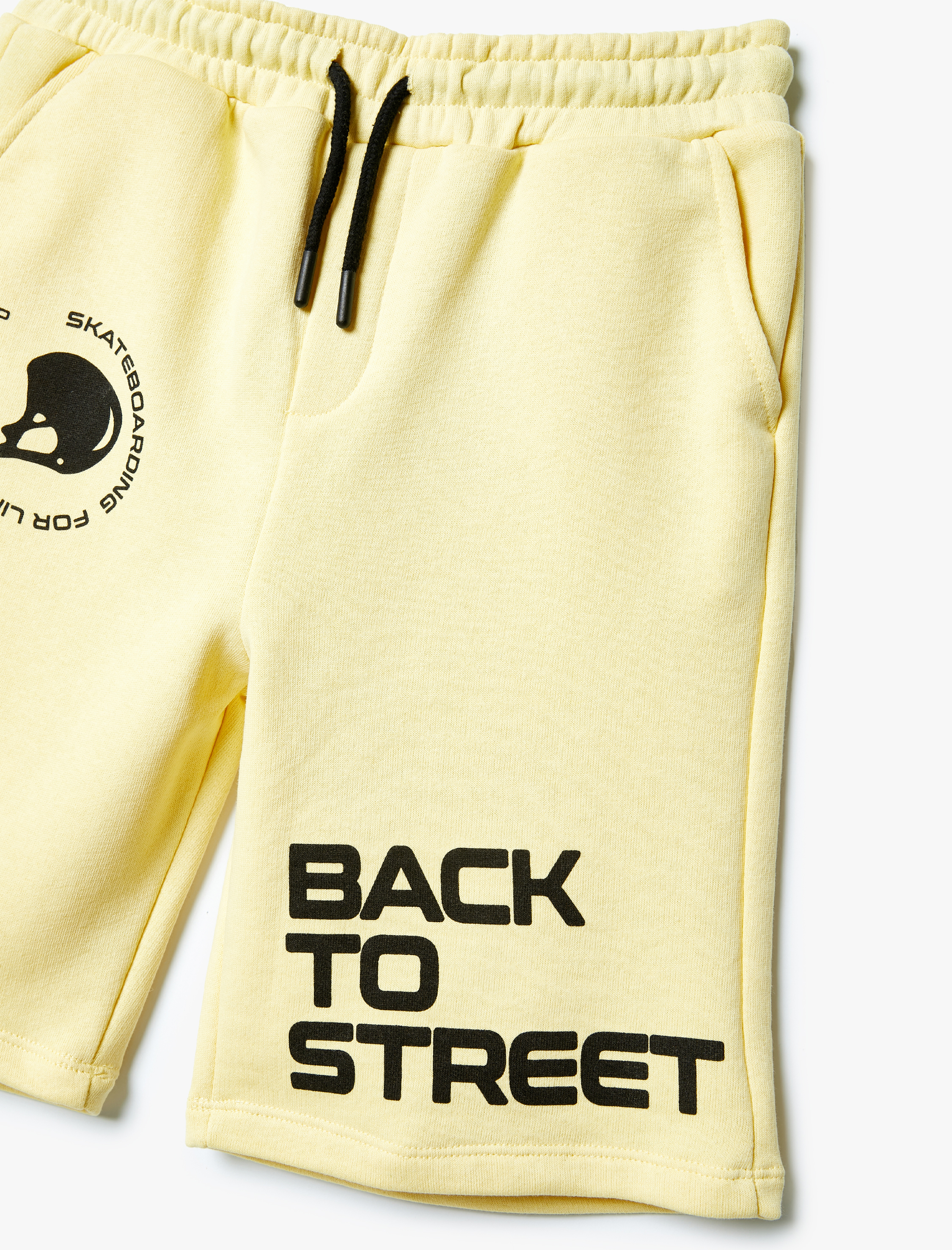  Erkek Çocuk Şort Slogan Baskılı Cepli Beli Bağlamalı