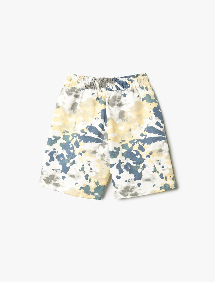 Erkek Çocuk Şort Batik Desenli Beli Bağlamalı Cepli Pamuklu