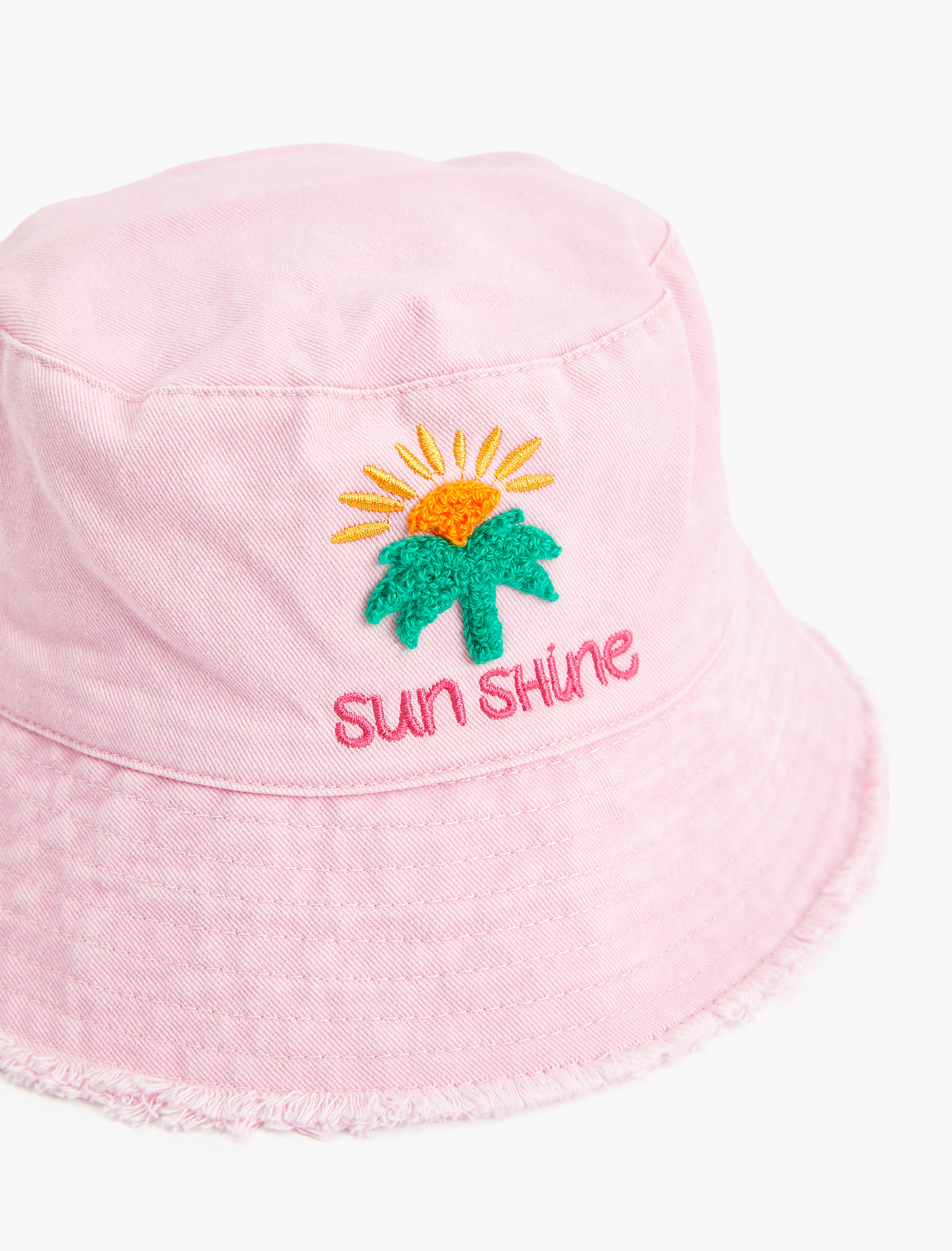  Kız Çocuk Bucket Şapka Palmiye Aplikeli