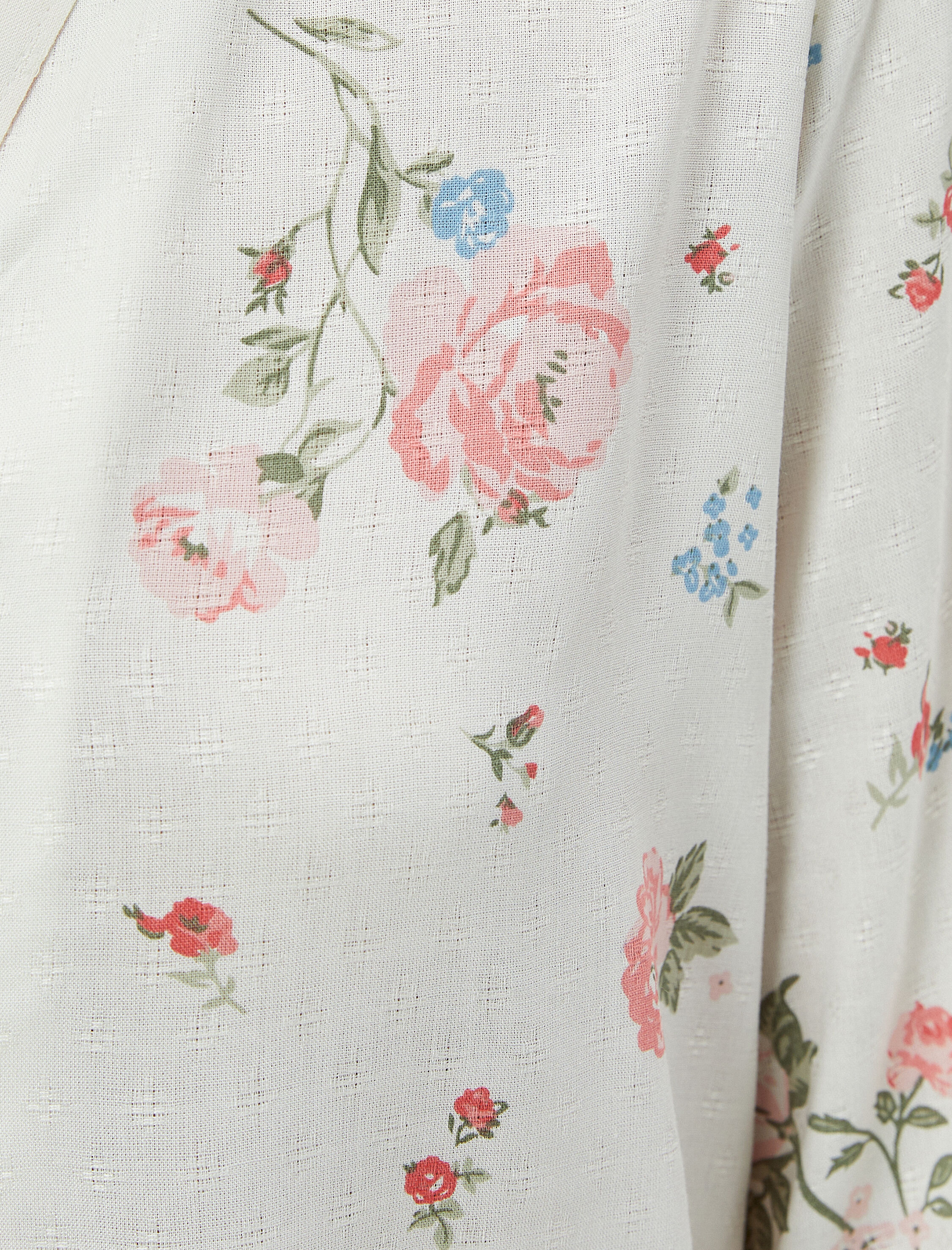   Çiçekli Düğmeli Pijama Üstü Yarım Kollu