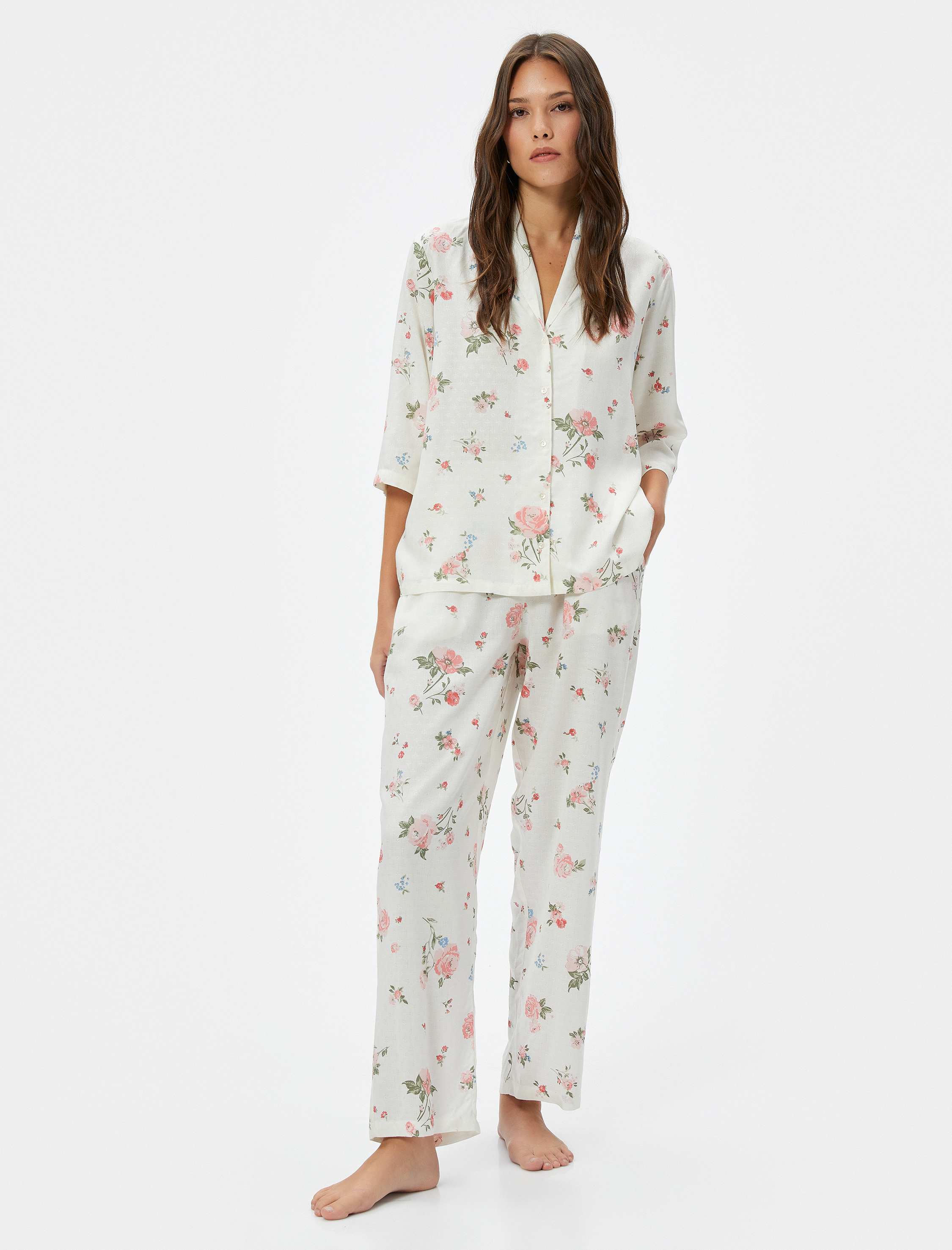 Koton Kadın Çiçekli Pijama Altı Cepli Beli Lastikli -1