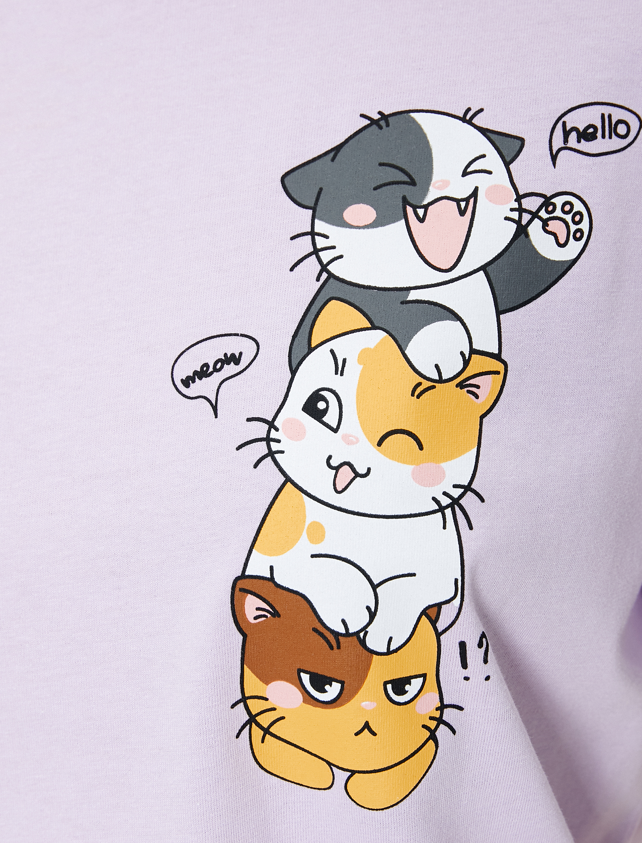 Kedili Tişört Kısa Kollu Bisiklet Yaka Rahat Kalıp