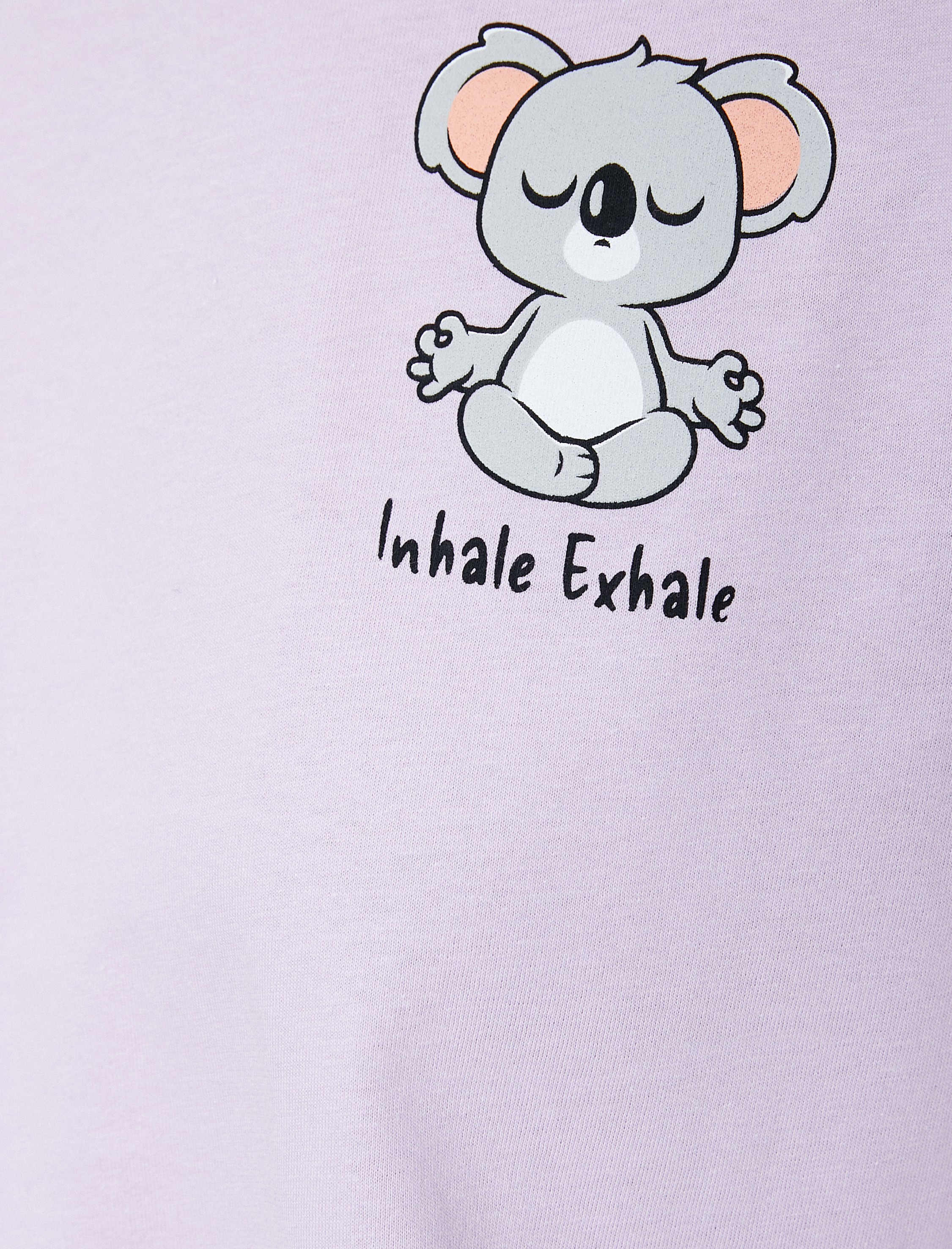   Kısa Tişört Koala Baskılı Kısa Kollu Bisiklet Yaka Rahat Kalıp Pamuklu