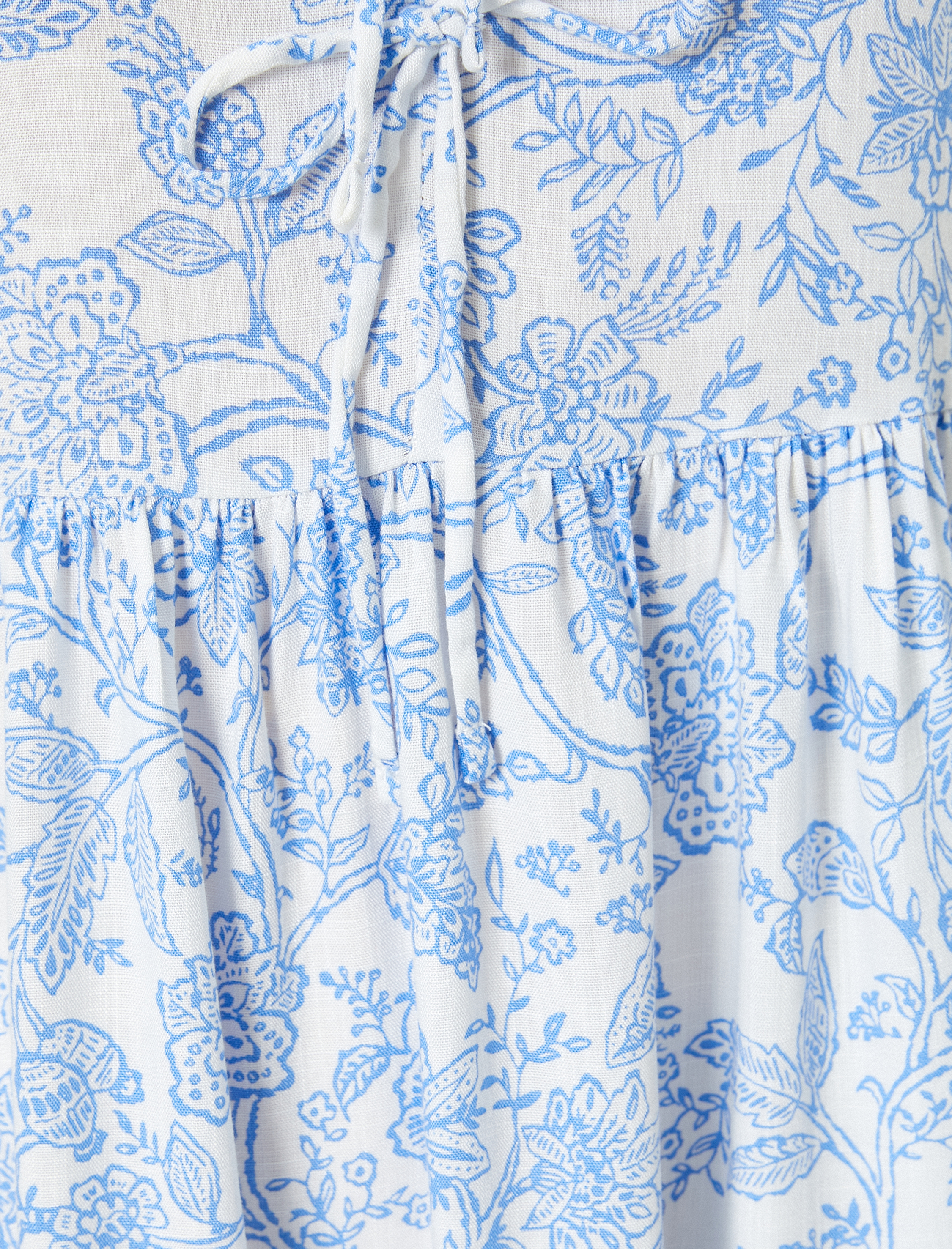   Oversize Çiçekli Elbise Uzun Kollu Gömlek V Yaka Bağlama Detaylı Katlı Fiyonk Detaylı