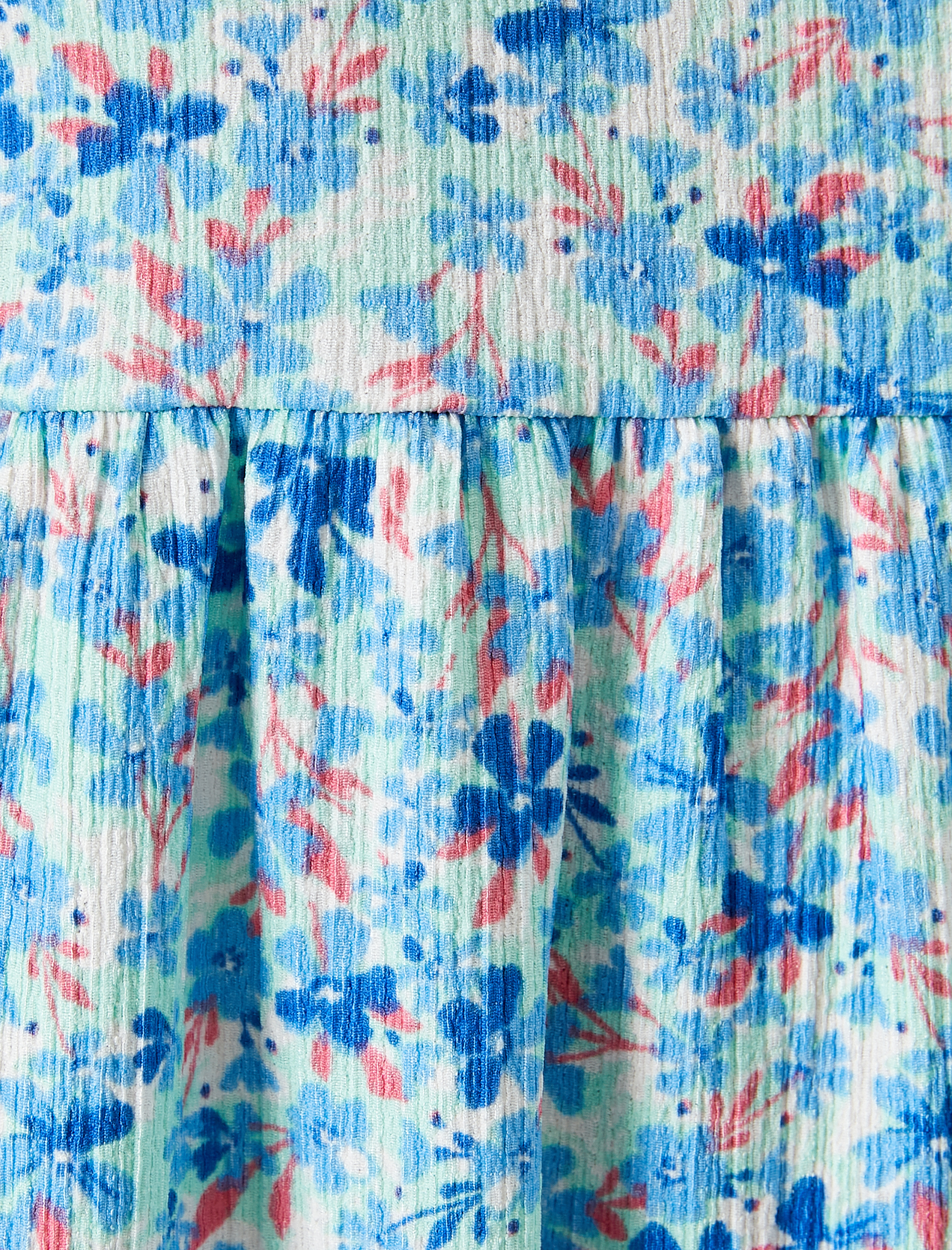   Balon Kol Çiçekli Elbise Midi Boy Rahat Kalıp Bisiklet Yaka Dokulu Bürümcük