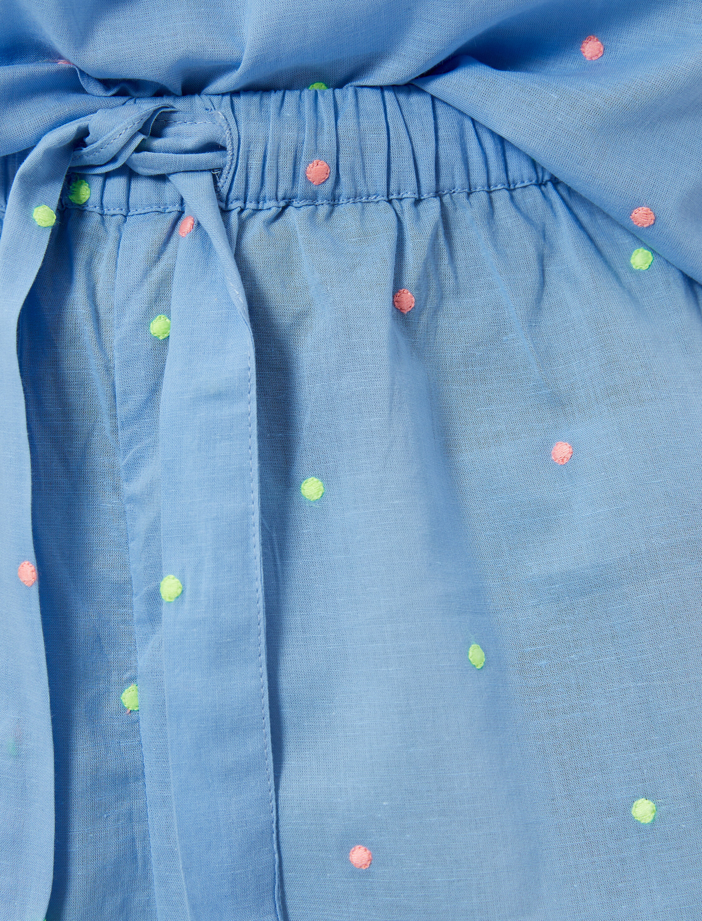   Pijama Altı Şort Beli Bağcıklı İşlemeli