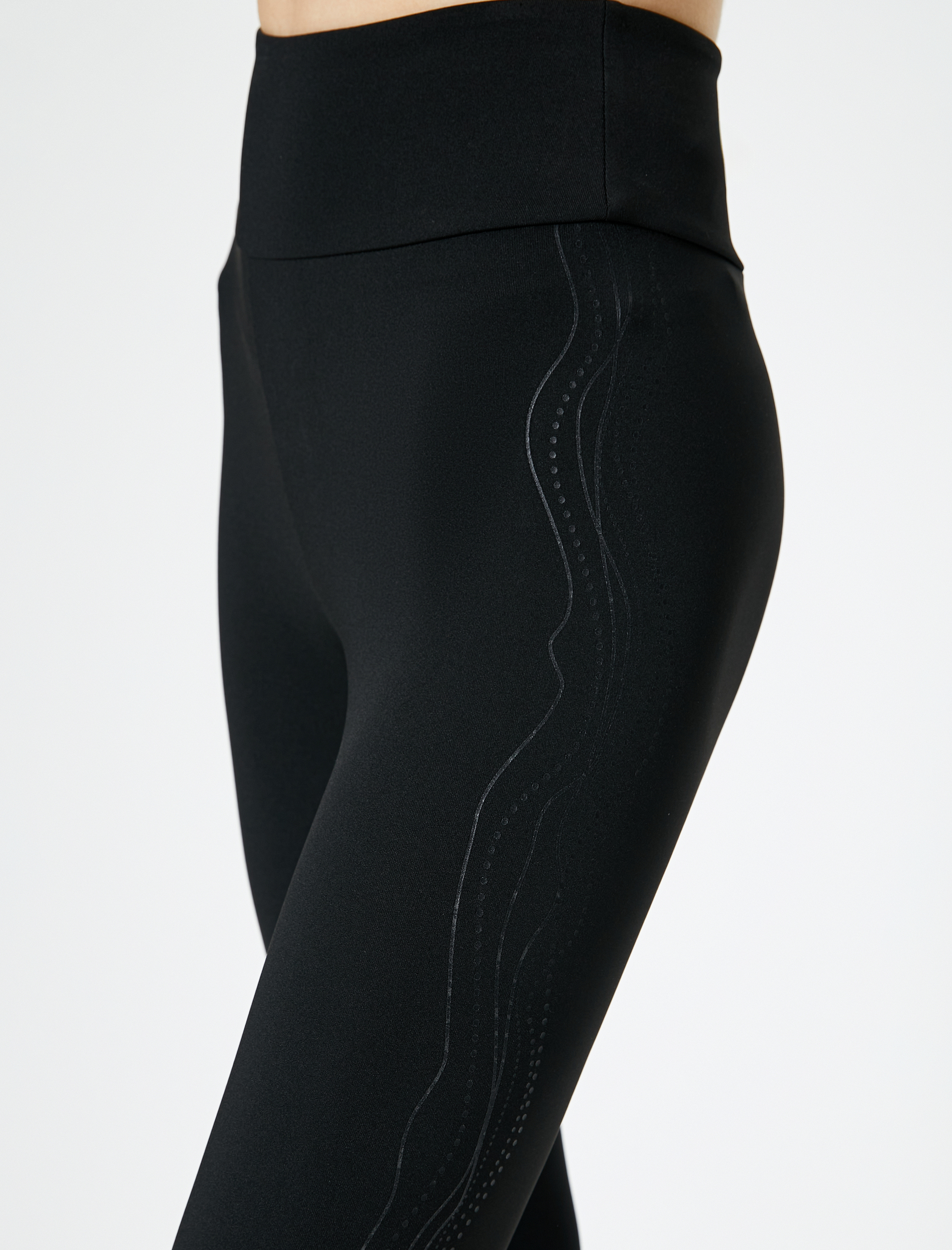   Spor Tayt Yüksek Bel Yanları Baskılı Kaydırmaz Slim Fit