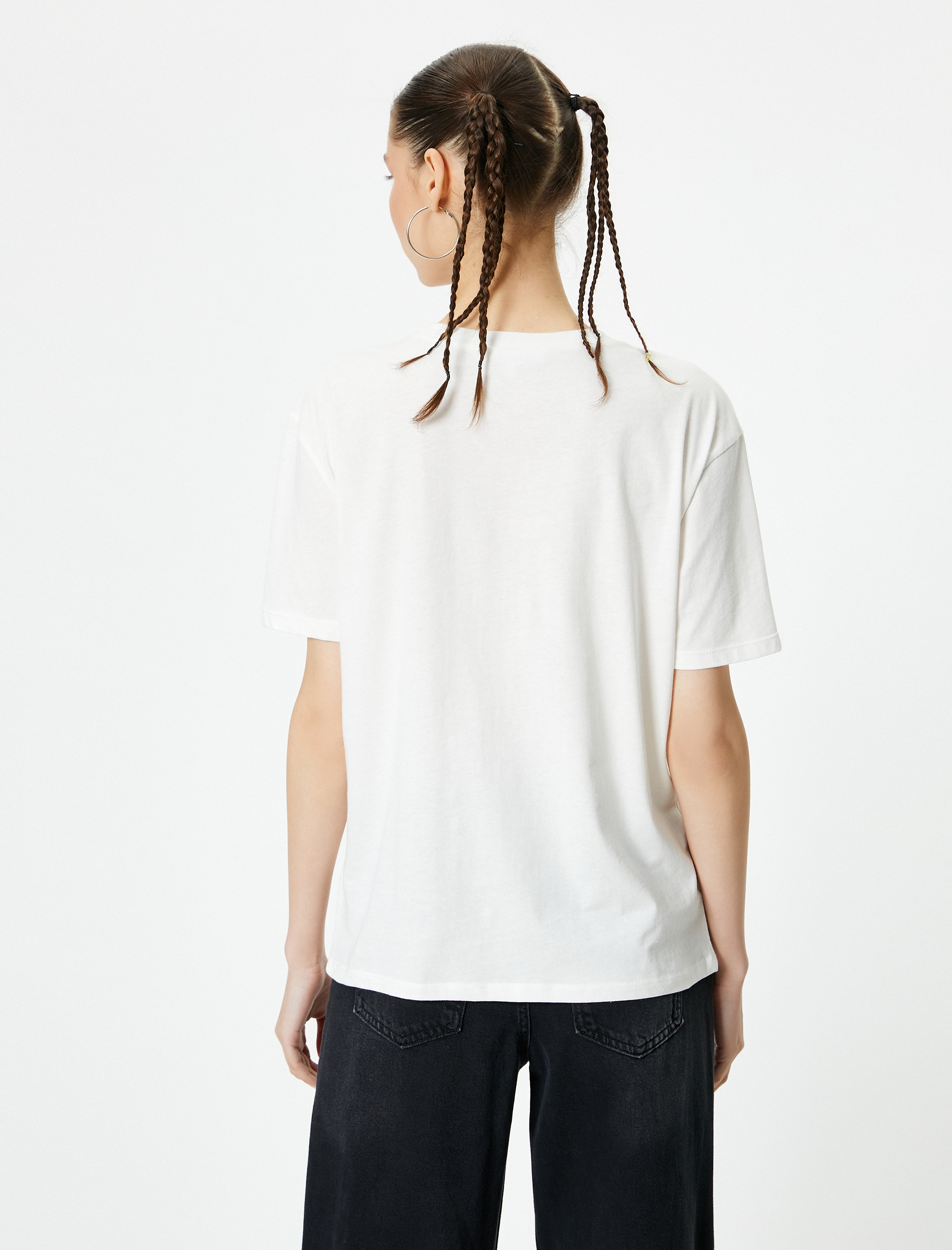   Baskılı Tişört Kısa Kollu  Bisiklet Yaka Rahat Kalıp