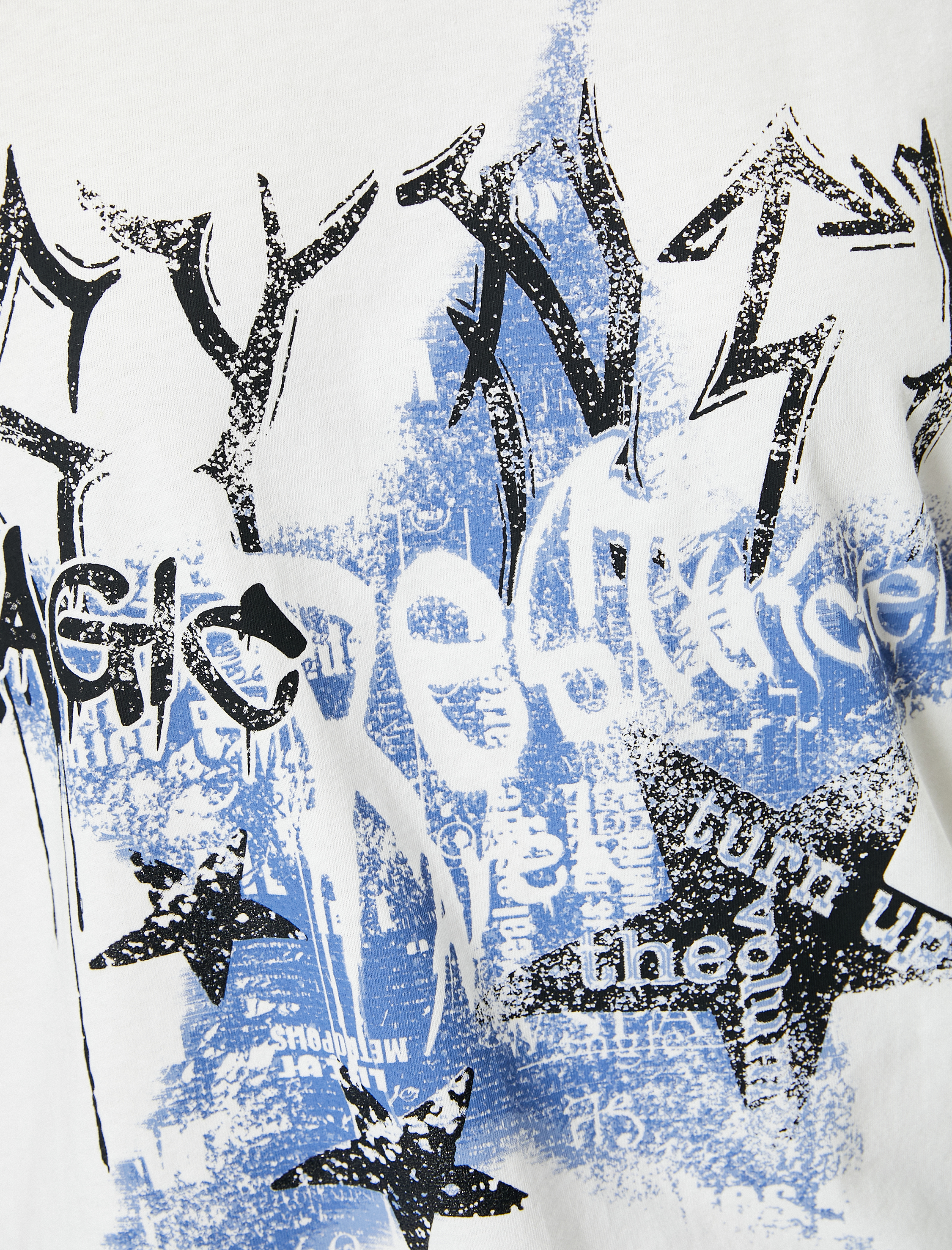   Baskılı Tişört Kısa Kollu  Bisiklet Yaka Rahat Kalıp