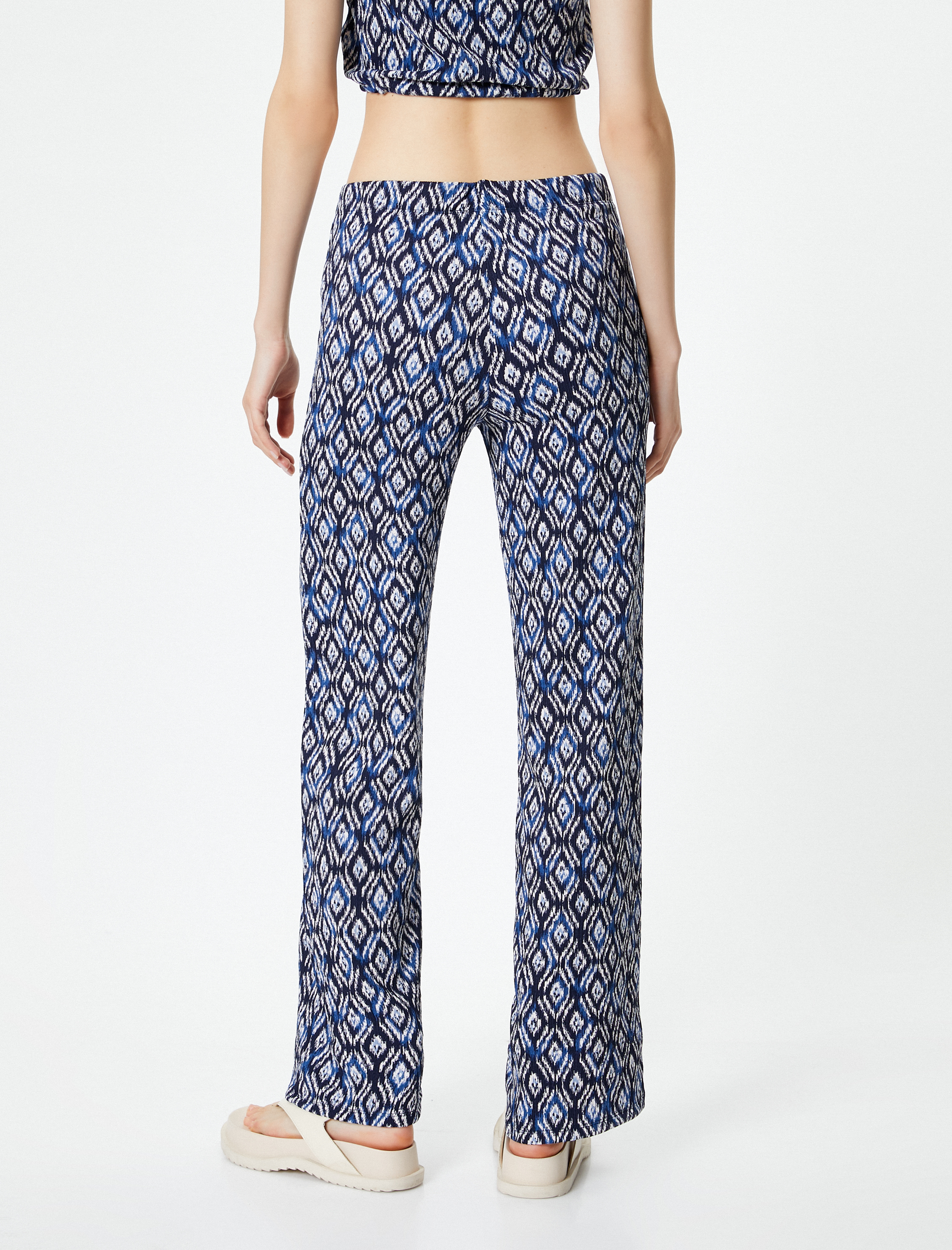   Etnik Desenli Bol Paça Pantolon Rahat Kalıp Bürümcük