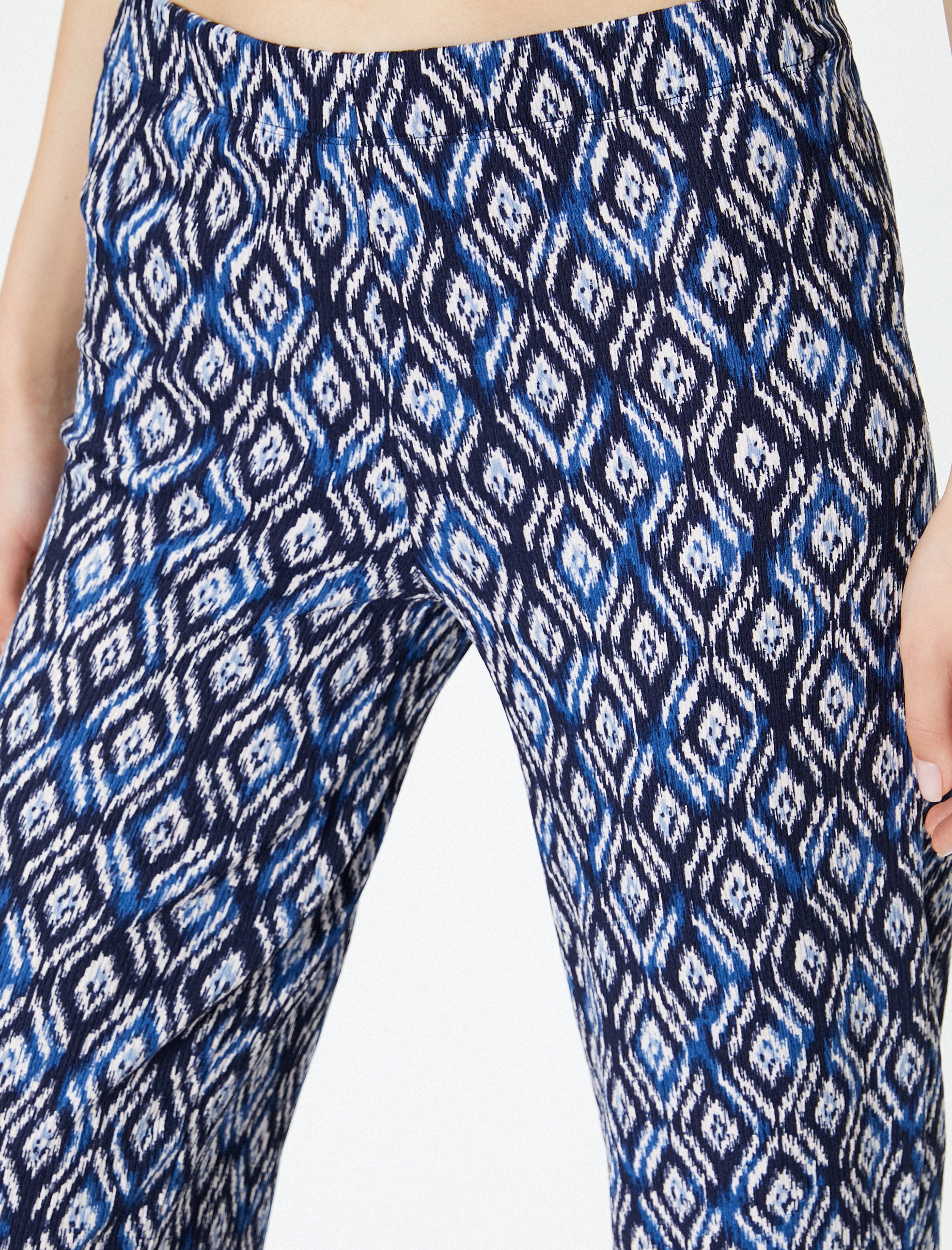   Etnik Desenli Bol Paça Pantolon Rahat Kalıp Bürümcük