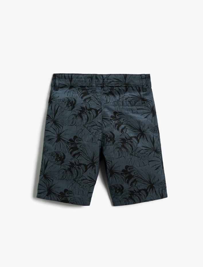 Erkek Çocuk Yaprak Baskılı Şort Diz Üstü Pamuklu