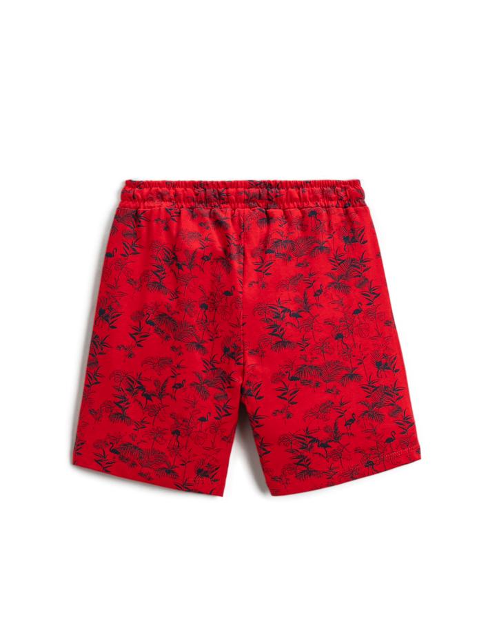 Erkek Çocuk Çiçek Baskılı Şort Beli Lastikli Cepli Diz Üstü Pamuklu