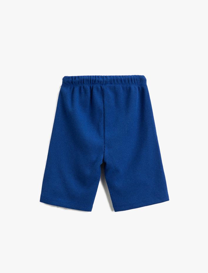 Erkek Çocuk Beli Bağlamalı Basic Şort Dokulu