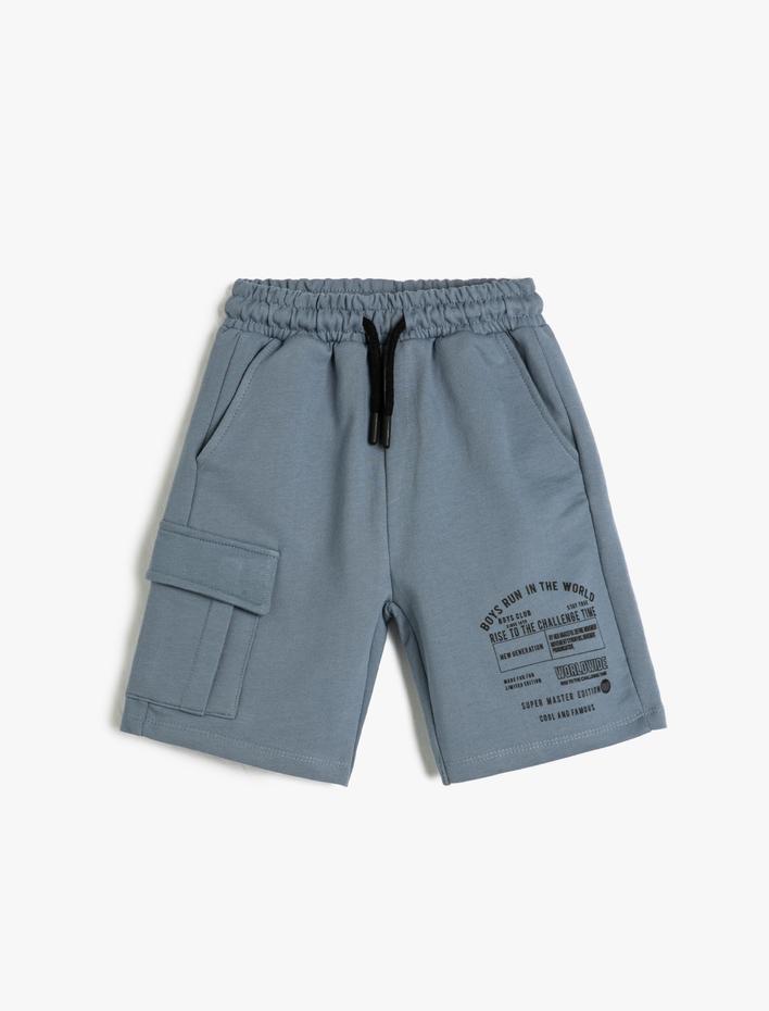 Erkek Çocuk Kargo Şort Beli Bağlamalı Cepli Pamuklu