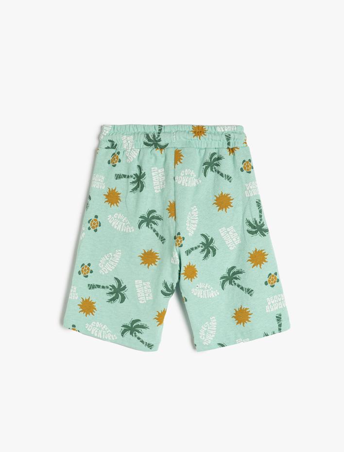 Erkek Çocuk Şort Beli Bağlamalı Cepli Baskılı Pamuklu