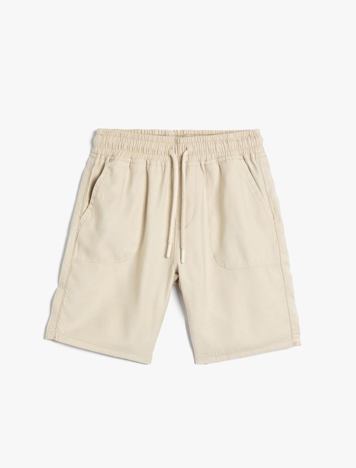 Erkek Çocuk Şort Beli Bağlamalı Cepli Rayon Kumaş