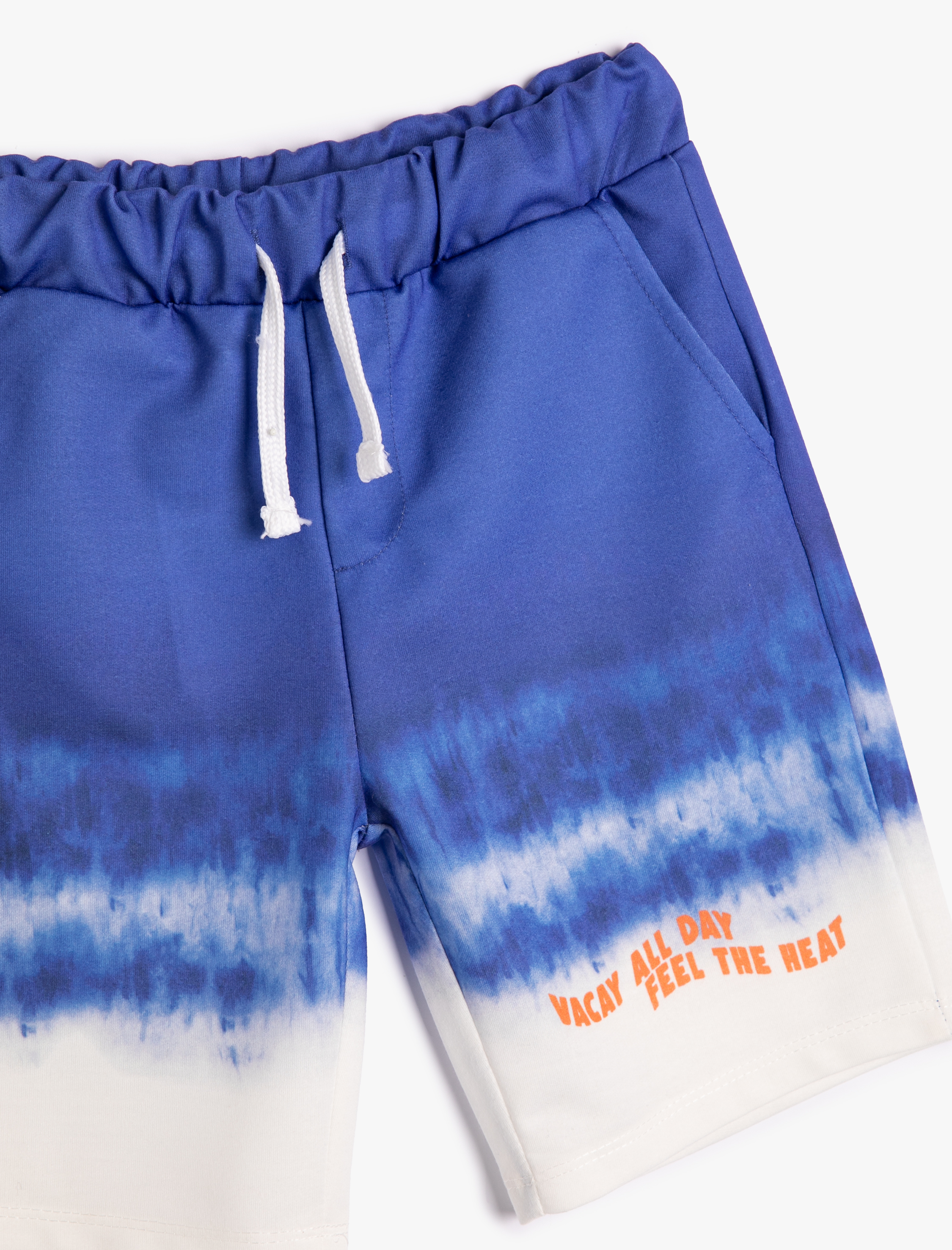  Erkek Çocuk Şort Batik Desenli Beli Bağlamalı Cepli Pamuklu