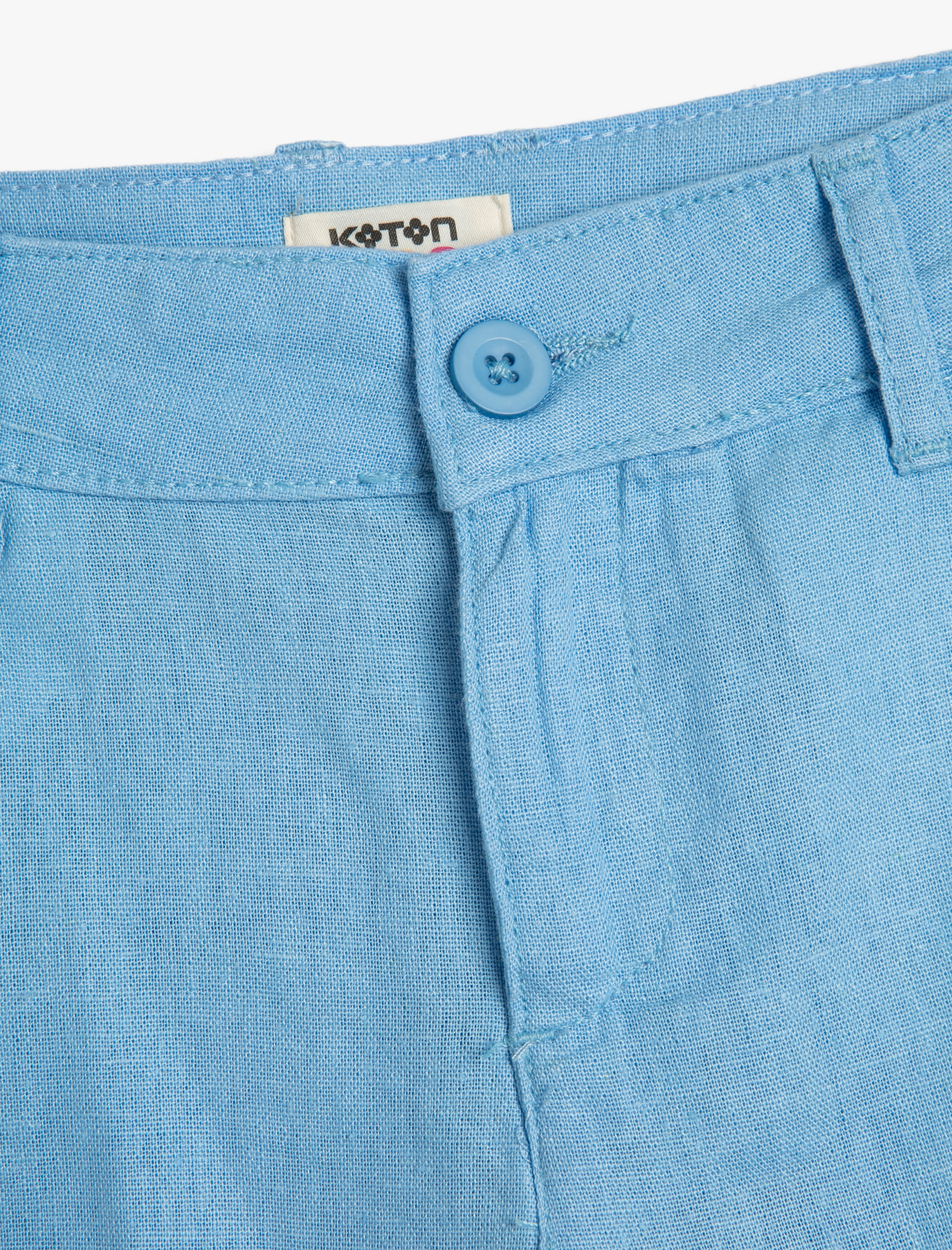  Erkek Çocuk Keten Şort Düğmeli Cepli