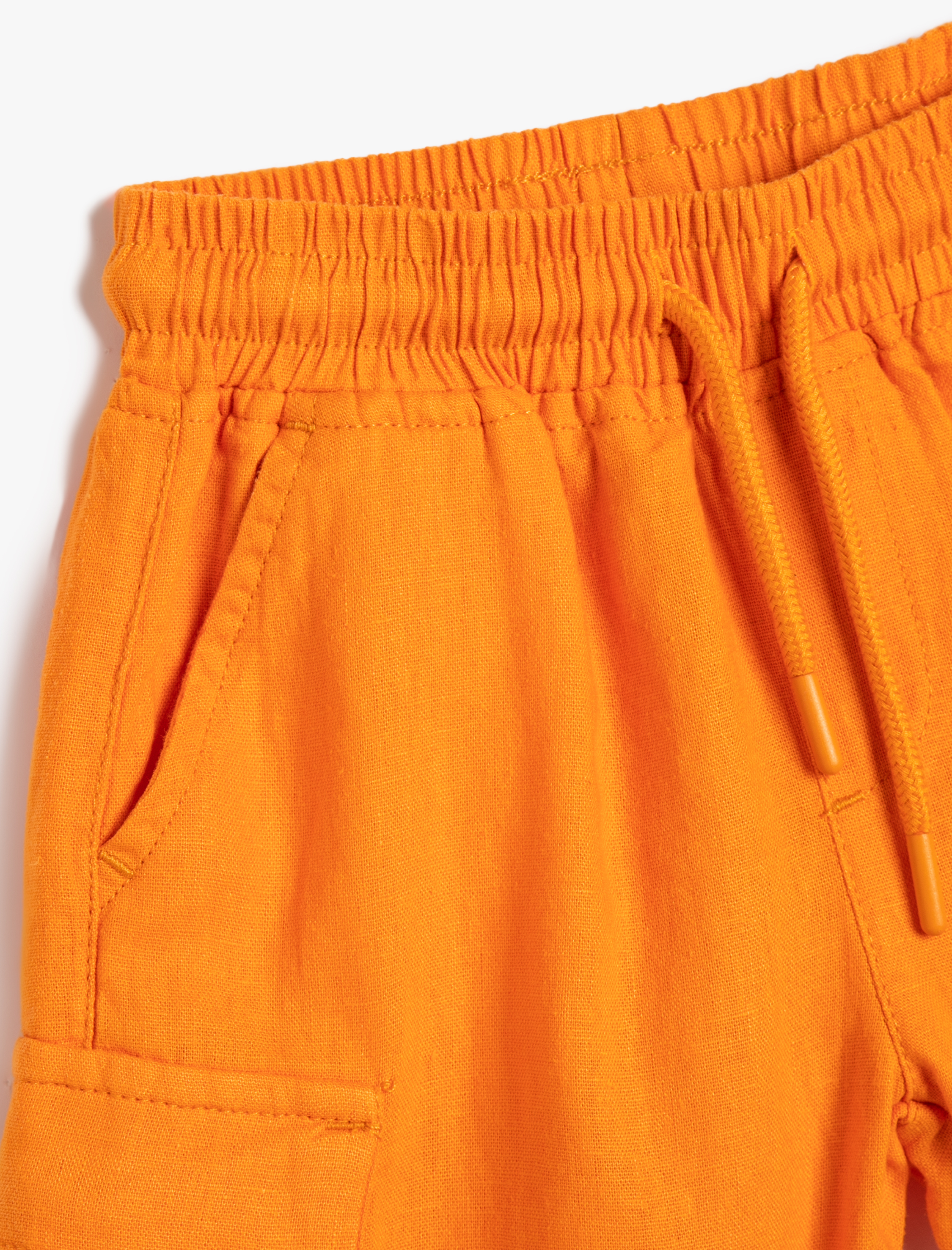  Erkek Çocuk Keten Şort Beli Bağlamalı Cepli