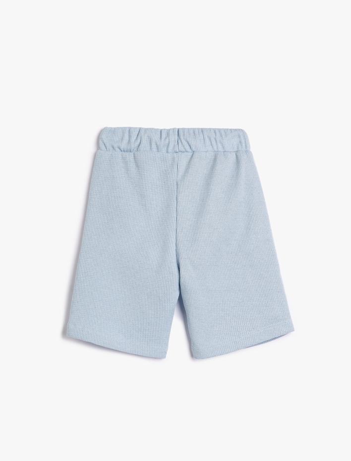 Erkek Çocuk Şort Beli Bağlamalı Cepli Dokulu