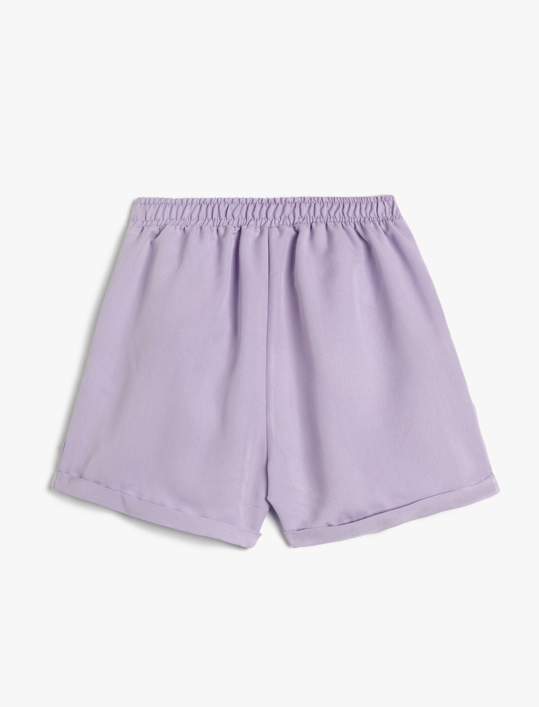  Kız Çocuk Şort Beli Lastikli Modal Kumaş Cepli Pile Detaylı