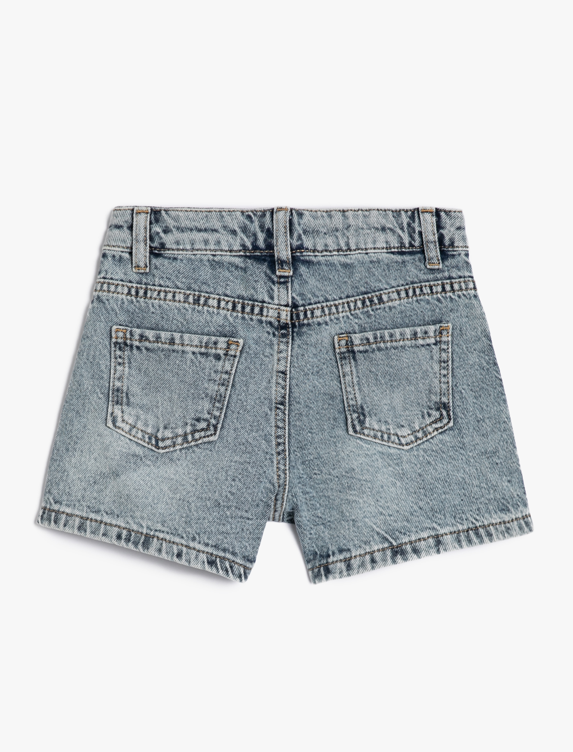  Kız Çocuk Kot Şort Ekstra Mini Slim Parıltılı Boncuk İşlemeli Pamuklu