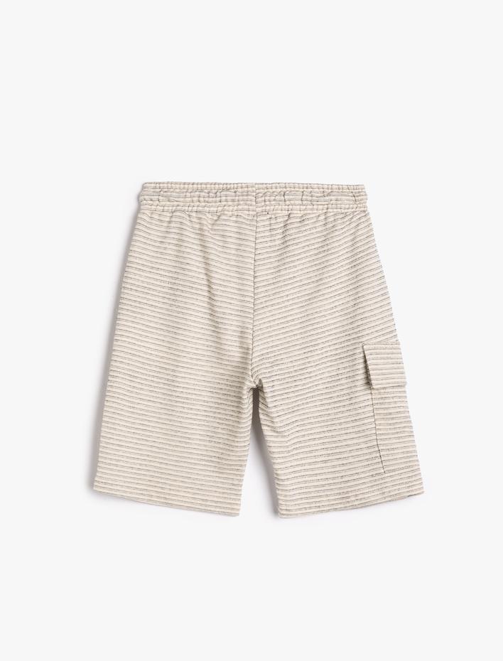 Erkek Çocuk Kargo Şort Beli Bağlamalı Lastikli Cepli Pamuklu