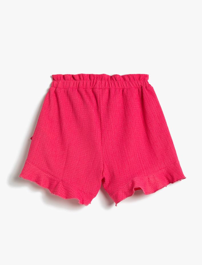Kız Çocuk Şort Etek Fırfırlı Beli Lastikli