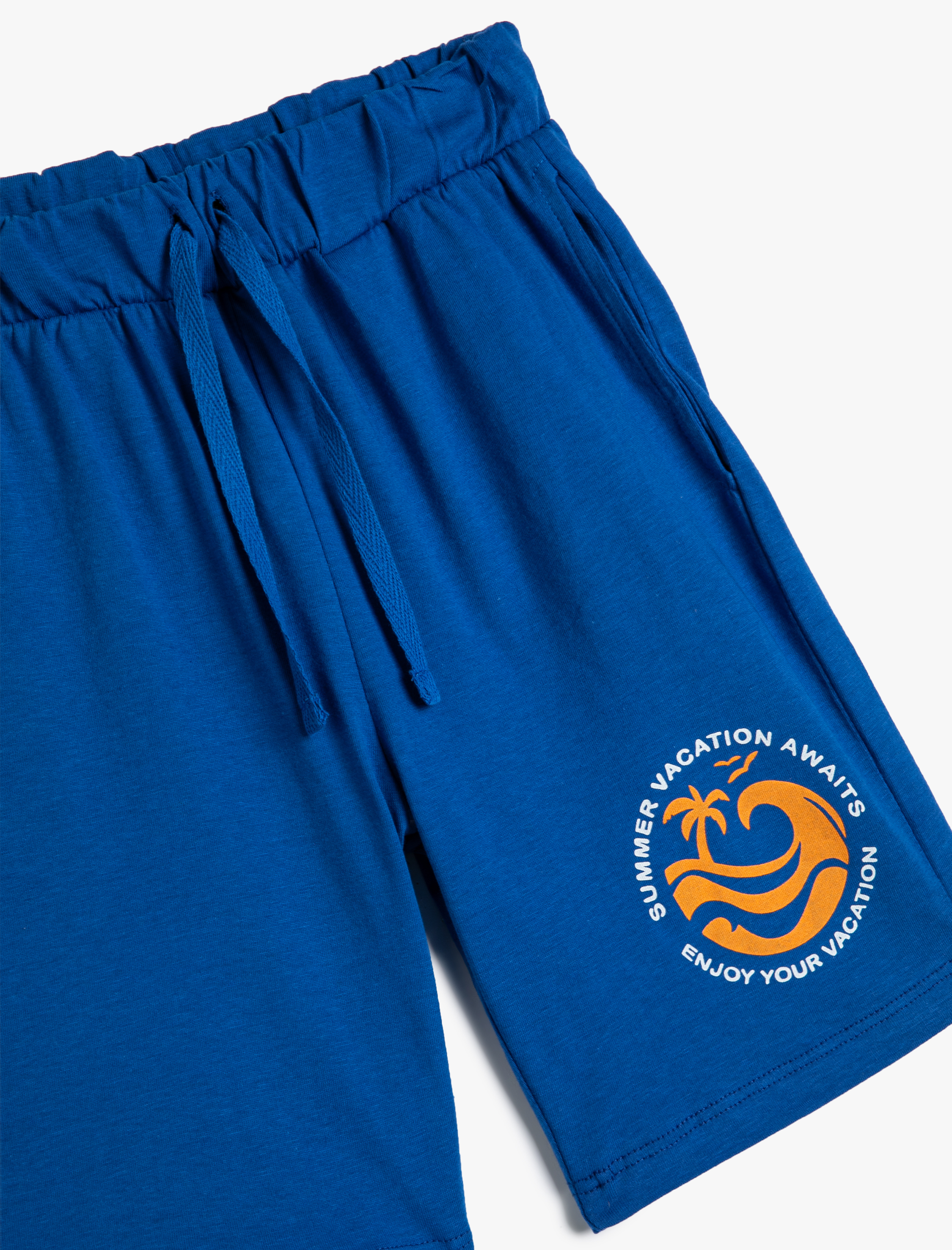  Erkek Çocuk Pamuklu Şort Baskılı Cepli Beli Lastikli Bağlamalı