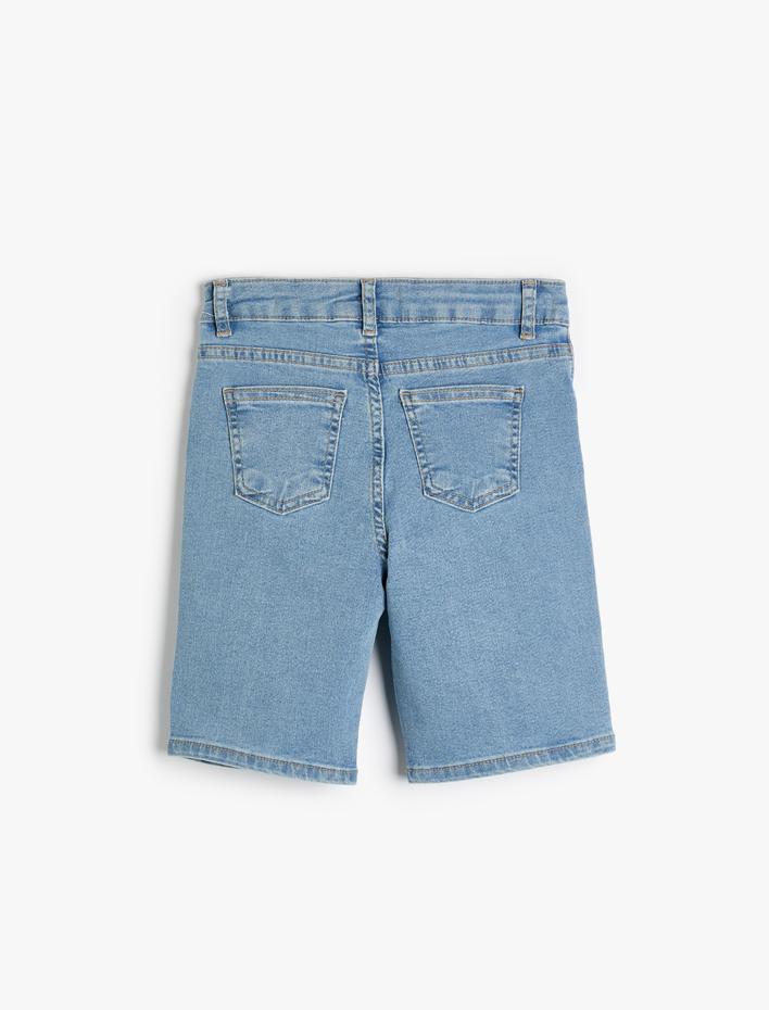 Erkek Çocuk Kot Şort Pamuklu Cep ve Düğme Detaylı