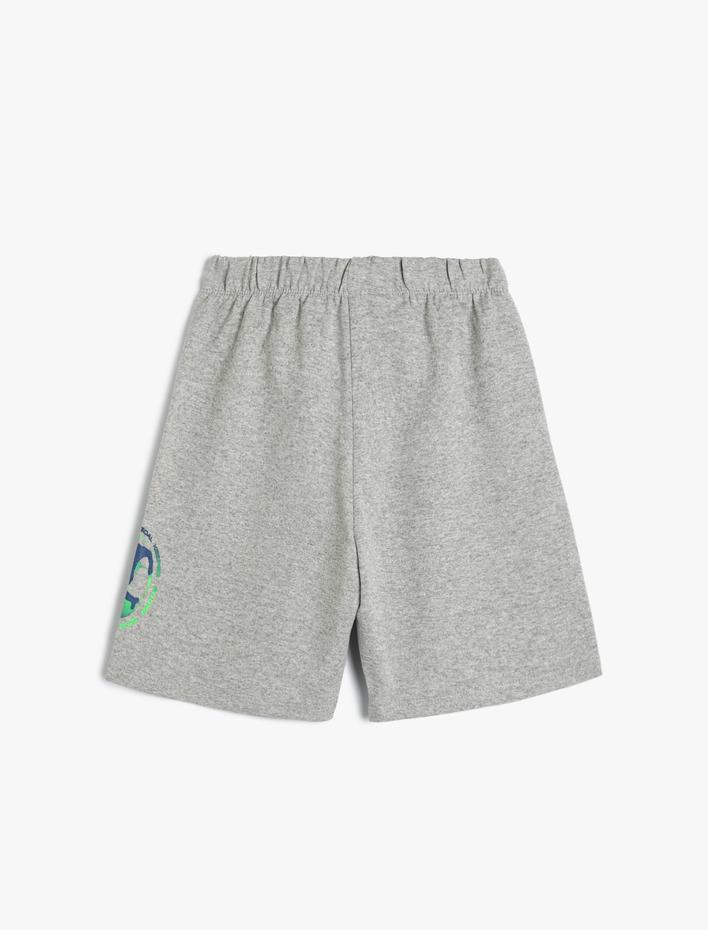 Erkek Çocuk Şort Futbol Temalı Baskı Detaylı Beli Bağlamalı