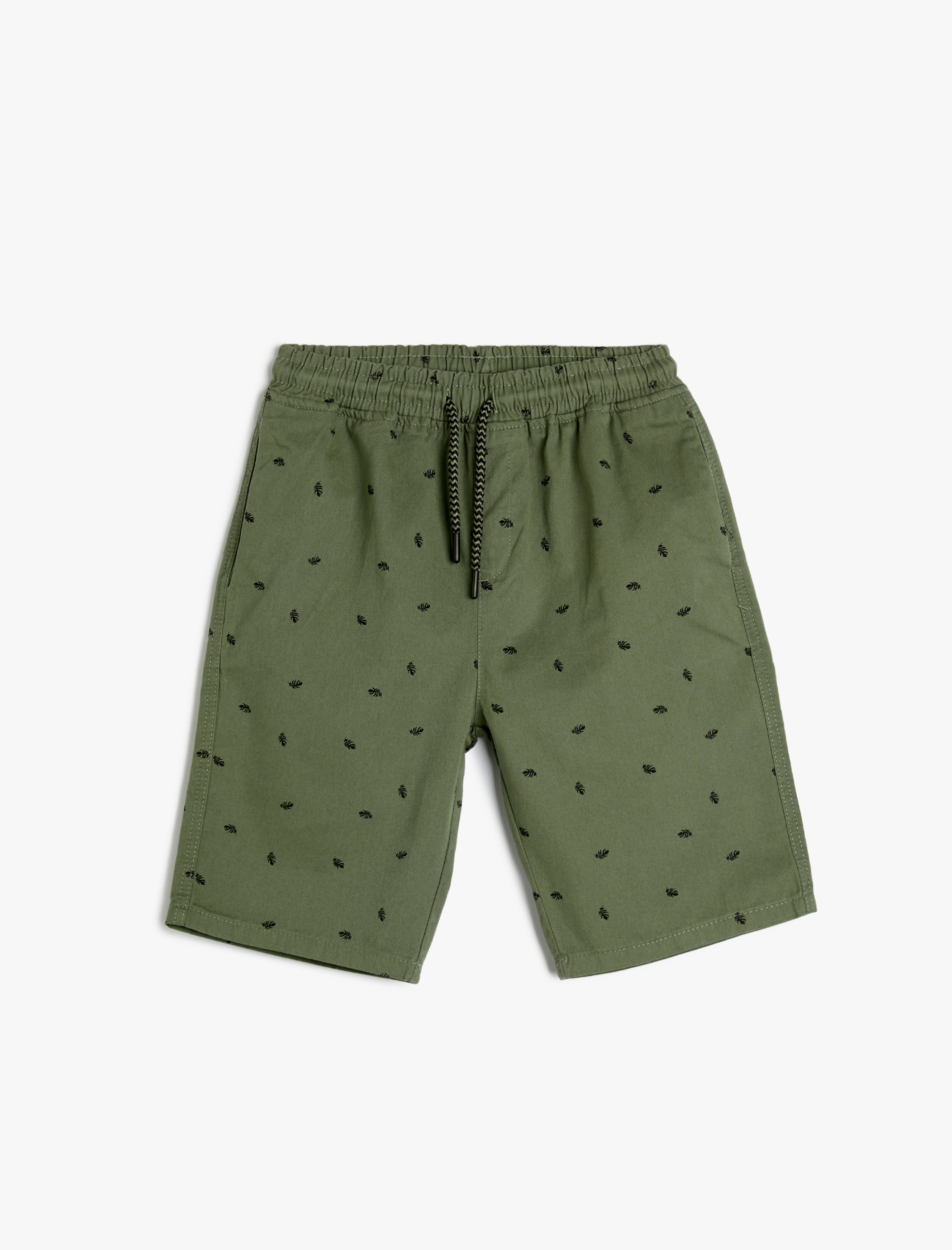  Erkek Çocuk Chino Şort Beli Bağlamalı Cepli Pamuklu Desenli