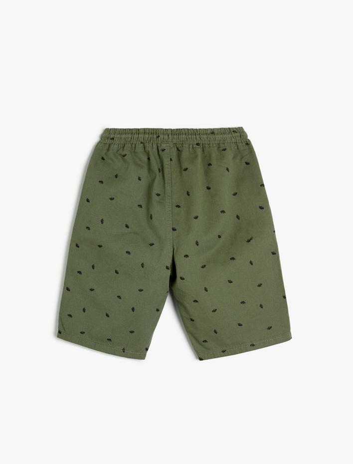 Erkek Çocuk Chino Şort Beli Bağlamalı Cepli Pamuklu Desenli
