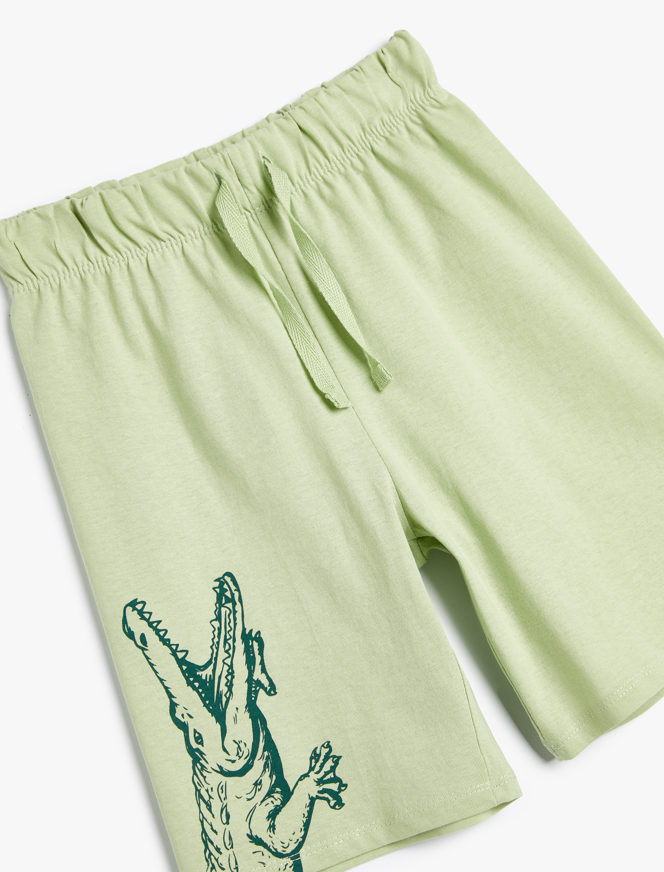  Erkek Çocuk Dinozorlu Şort Beli Bağlamalı Pamuklu