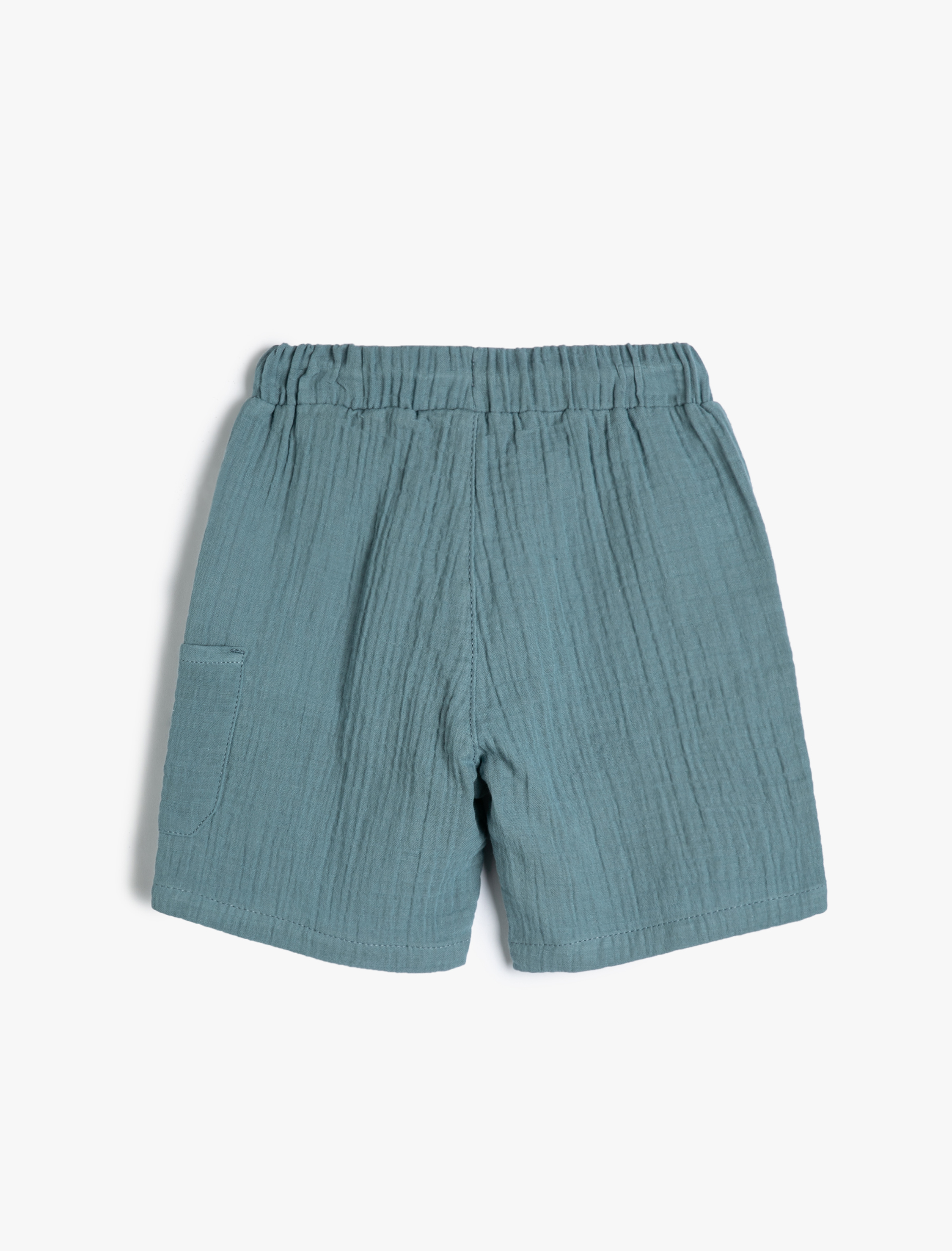  Erkek Çocuk Müslin Şort Dokulu Cepli Beli Bağlamalı