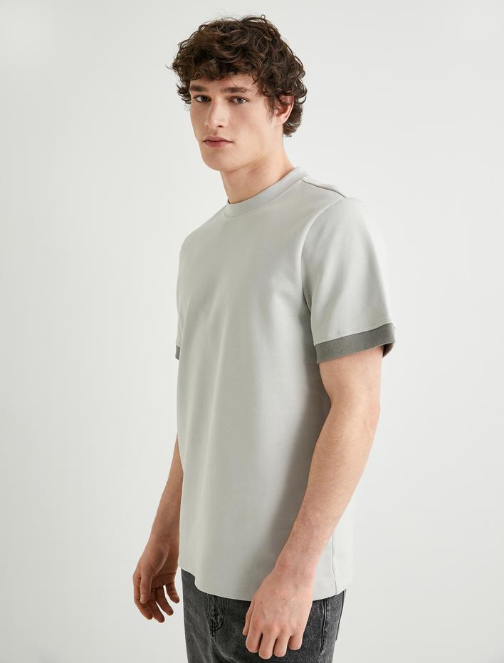  Kısa Kollu Pamuklu Bisiklet Yaka Tişört