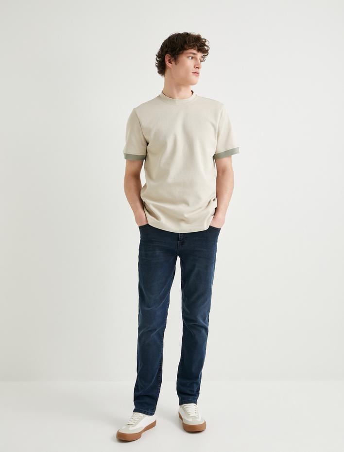  Kısa Kollu Pamuklu Bisiklet Yaka Tişört