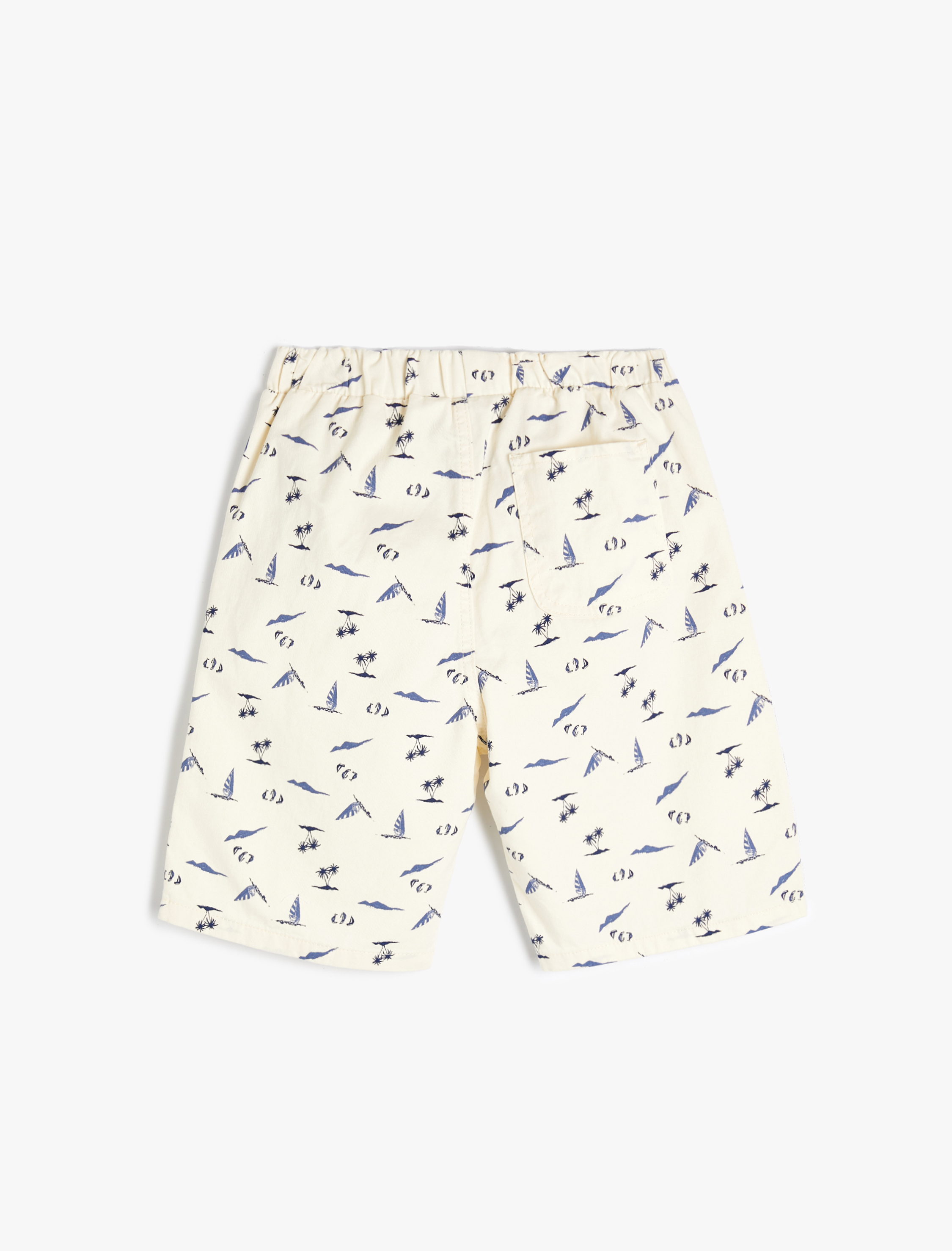  Erkek Çocuk Chino Şort Beli Bağlamalı Cepli Pamuklu Desenli