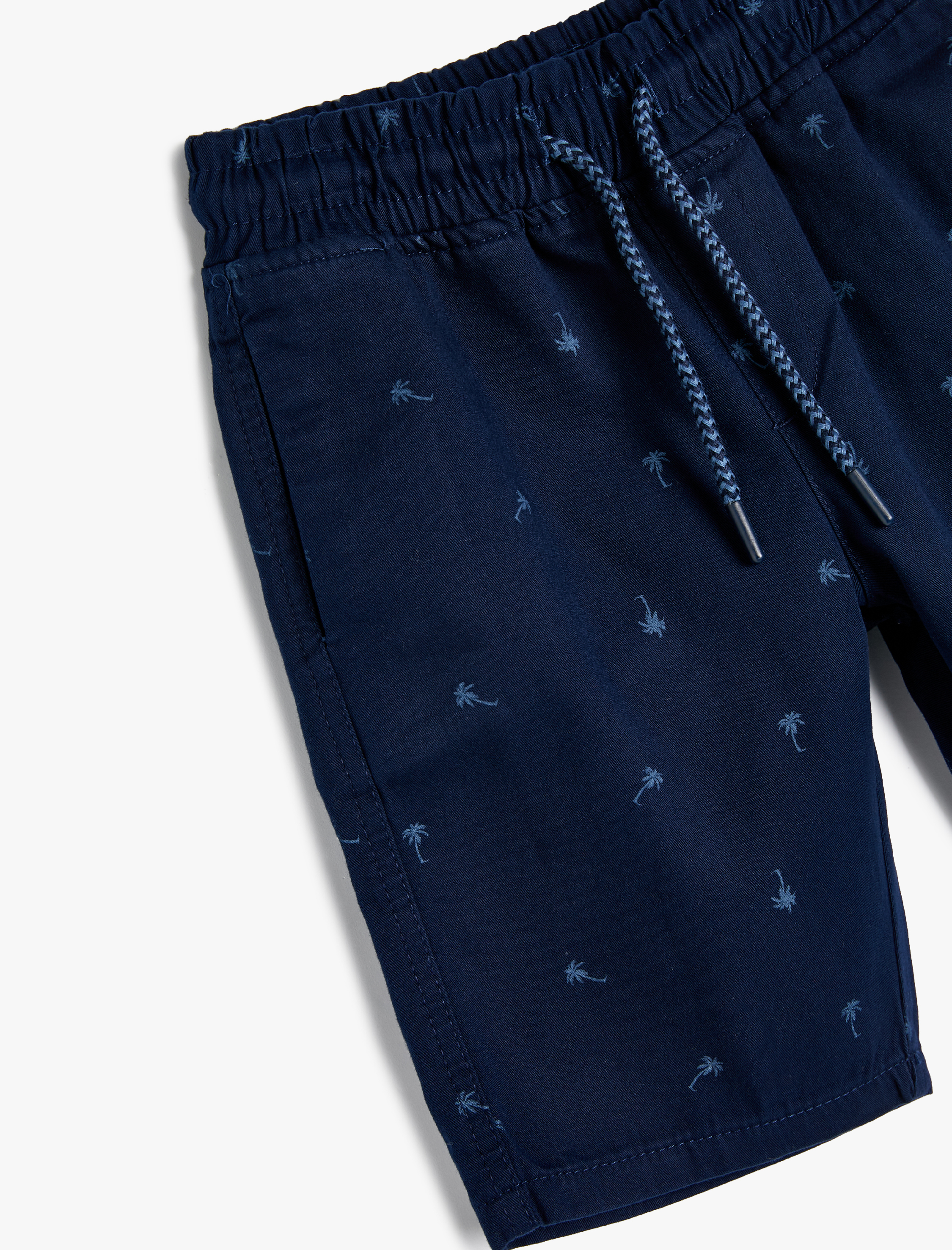  Erkek Çocuk Chino Şort Beli Bağlamalı Cepli Pamuklu Desenli