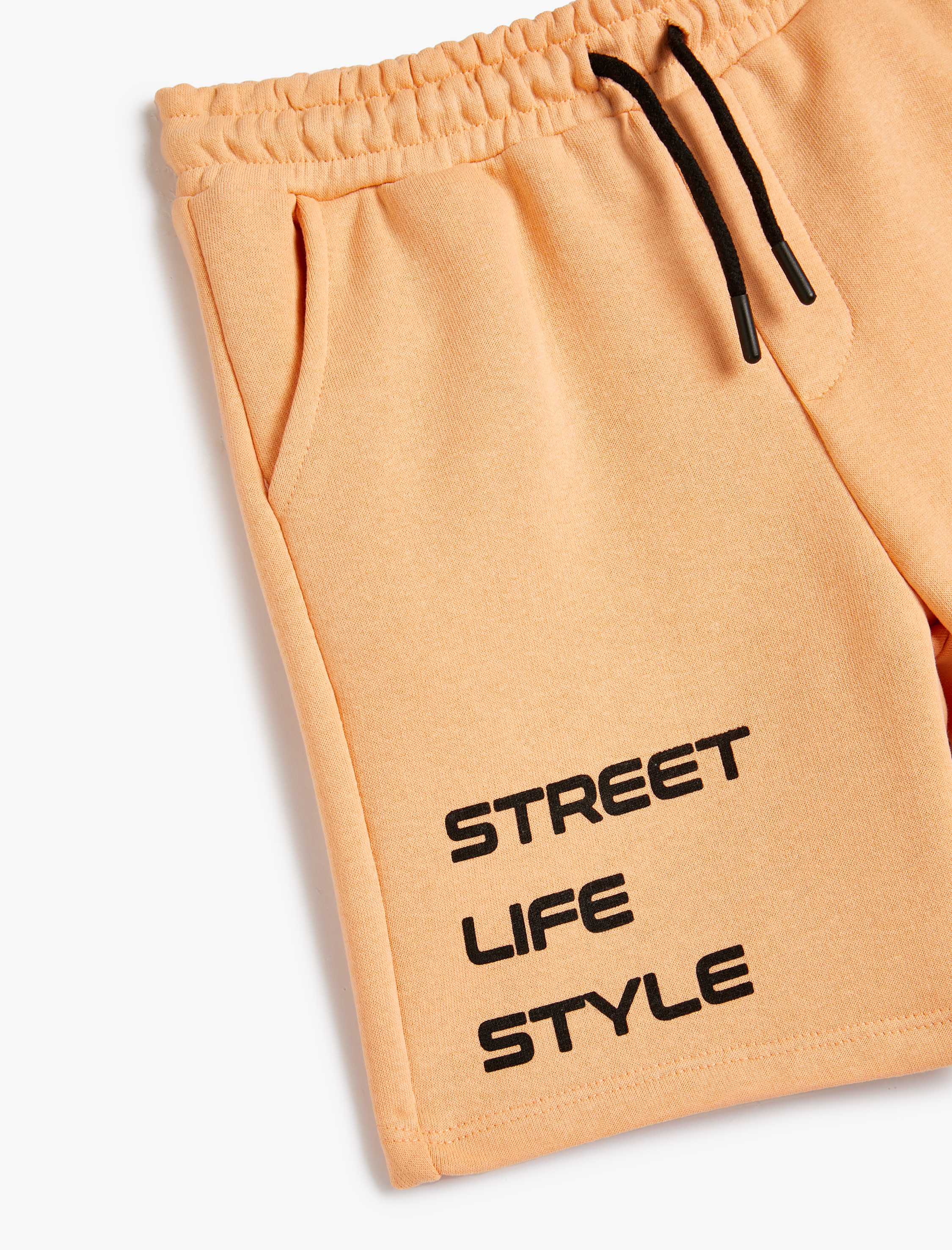  Erkek Çocuk Şort Beli Bağlamalı Cepli Slogan Baskılı