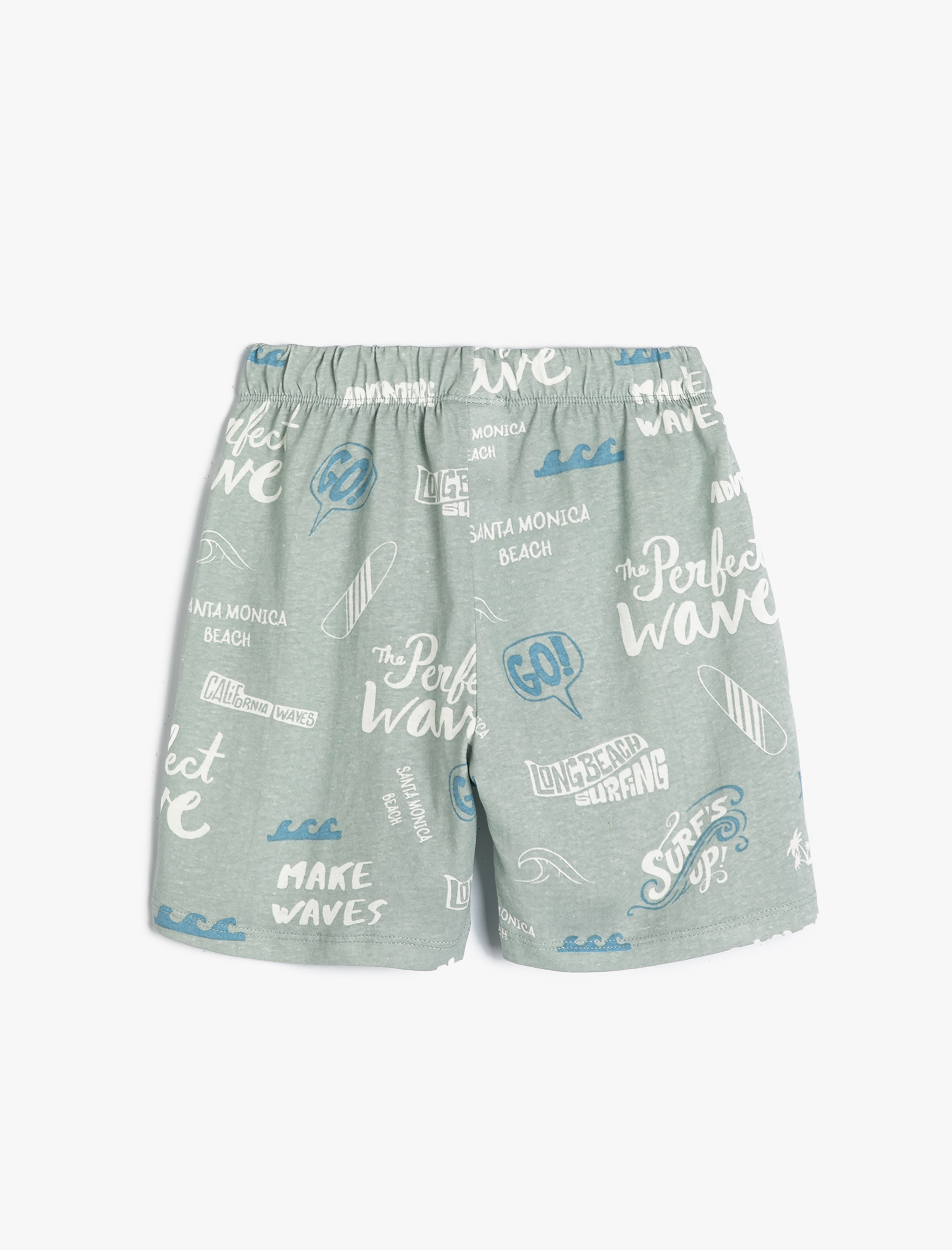  Erkek Çocuk Şort Sörf Baskılı Beli Bağlamalı Pamuklu