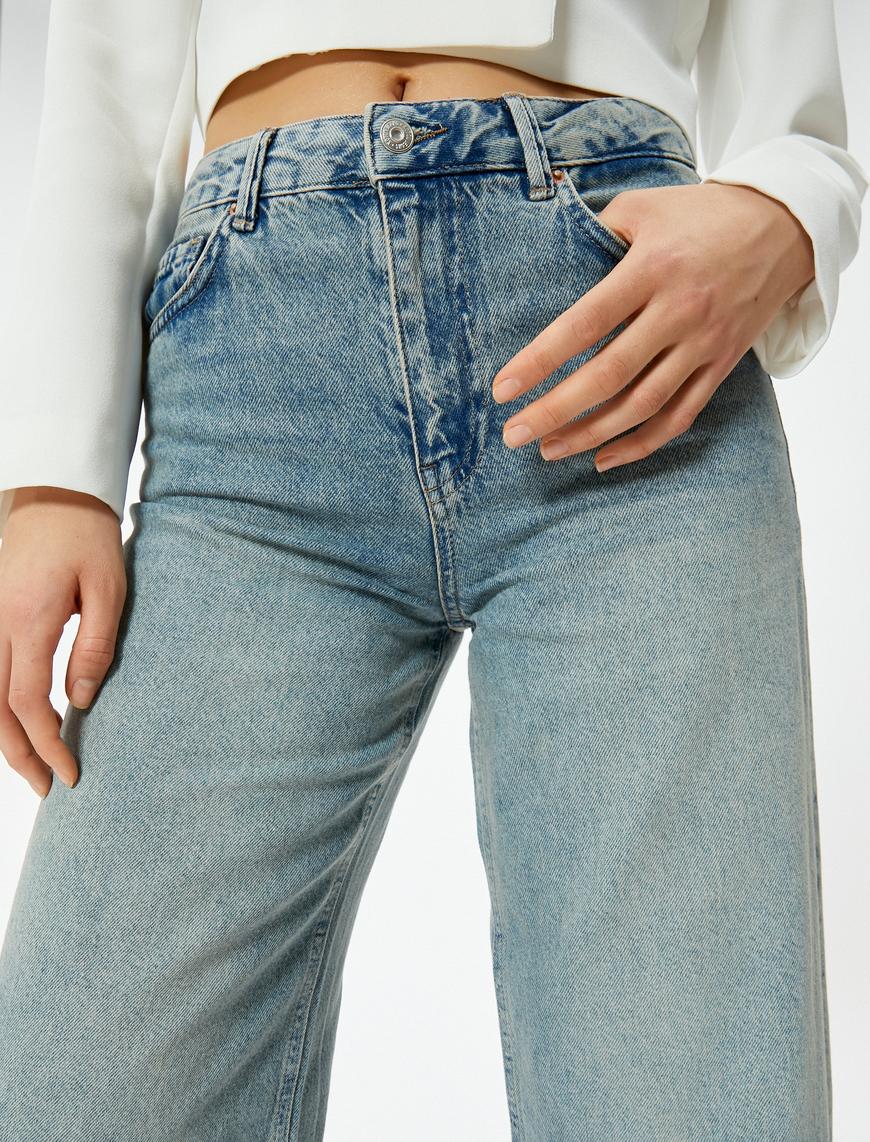   Geniş Paça Kot Pantolon Standart Bel -  Bianca Wide Leg Jean