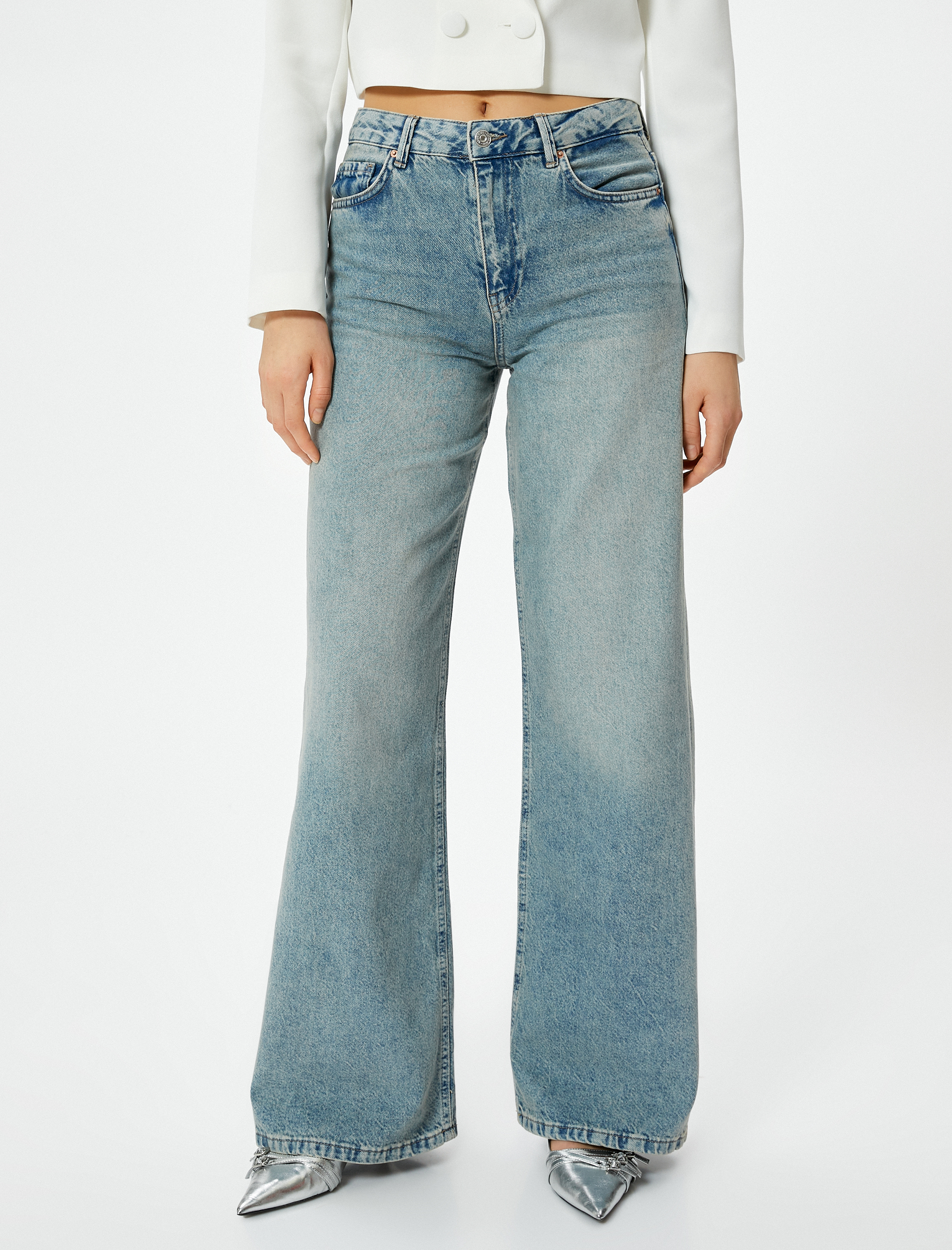   Geniş Paça Kot Pantolon Standart Bel -  Bianca Wide Leg Jean