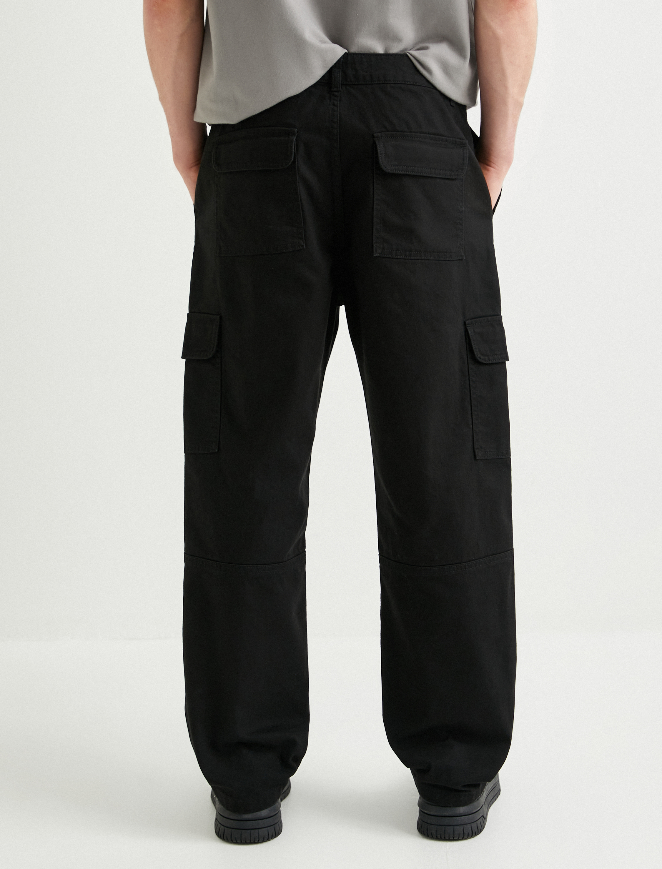   Bol Baggy Pantolon Kargo Cepli Düğmeli Dikiş Detaylı Pamuklu