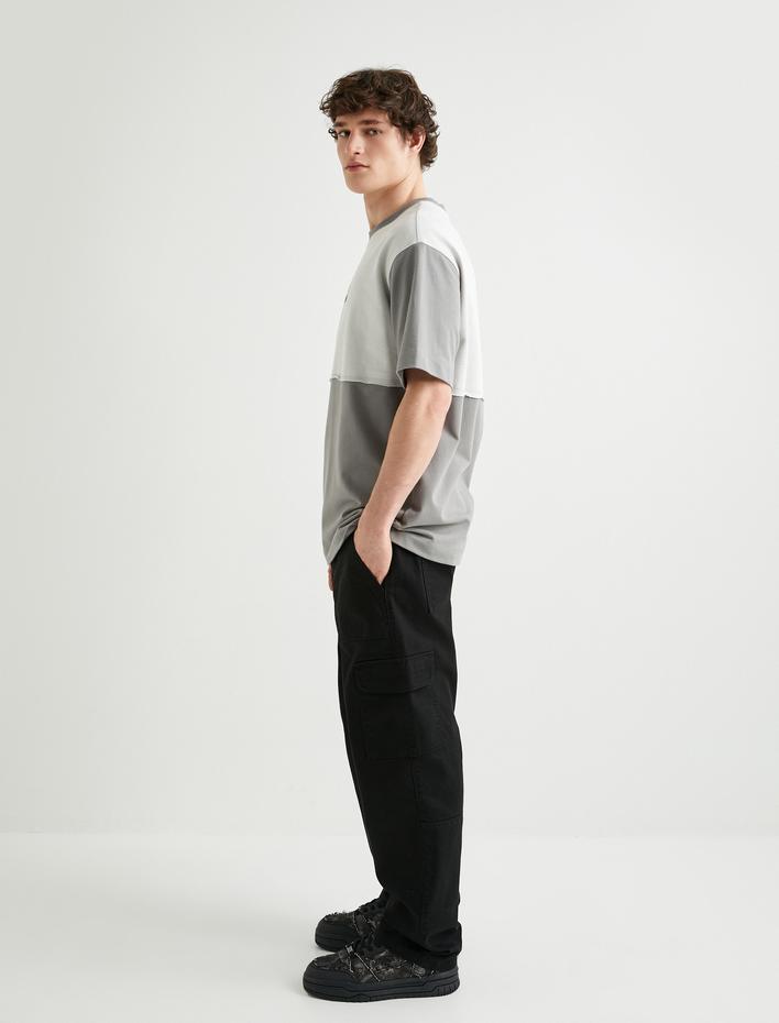  Bol Baggy Pantolon Kargo Cepli Düğmeli Dikiş Detaylı Pamuklu