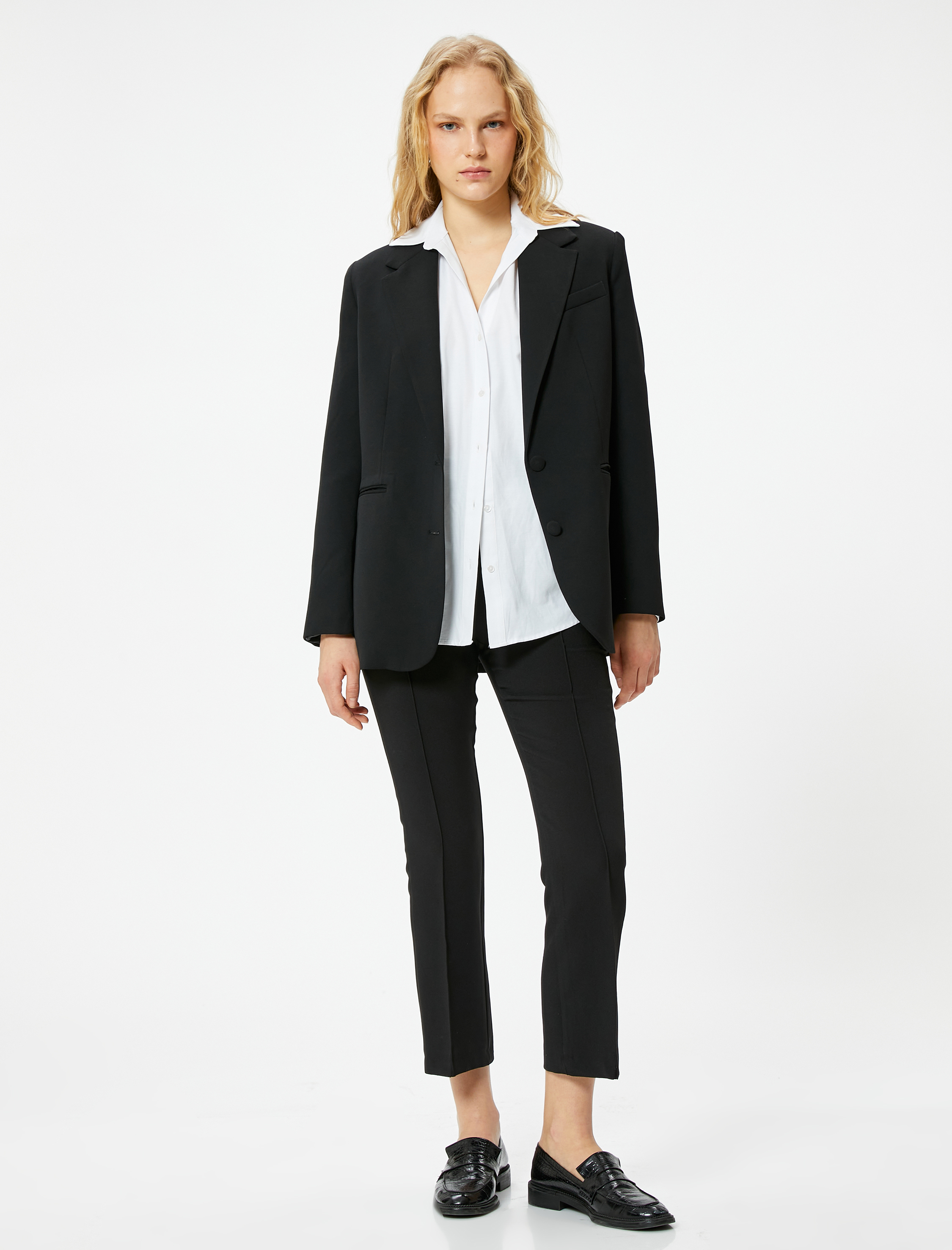   Kumaş Klasik Pantolon Yüksek Bel Dar Paça