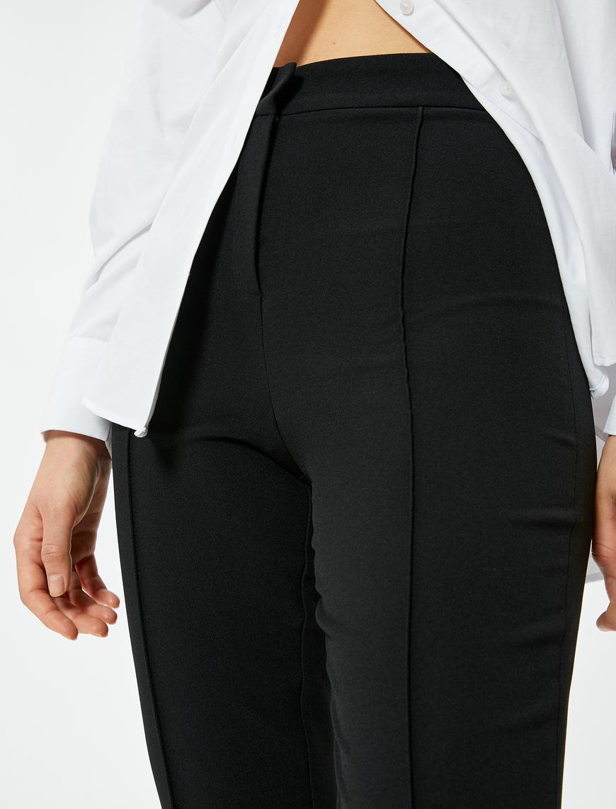   Kumaş Klasik Pantolon Yüksek Bel Dar Paça
