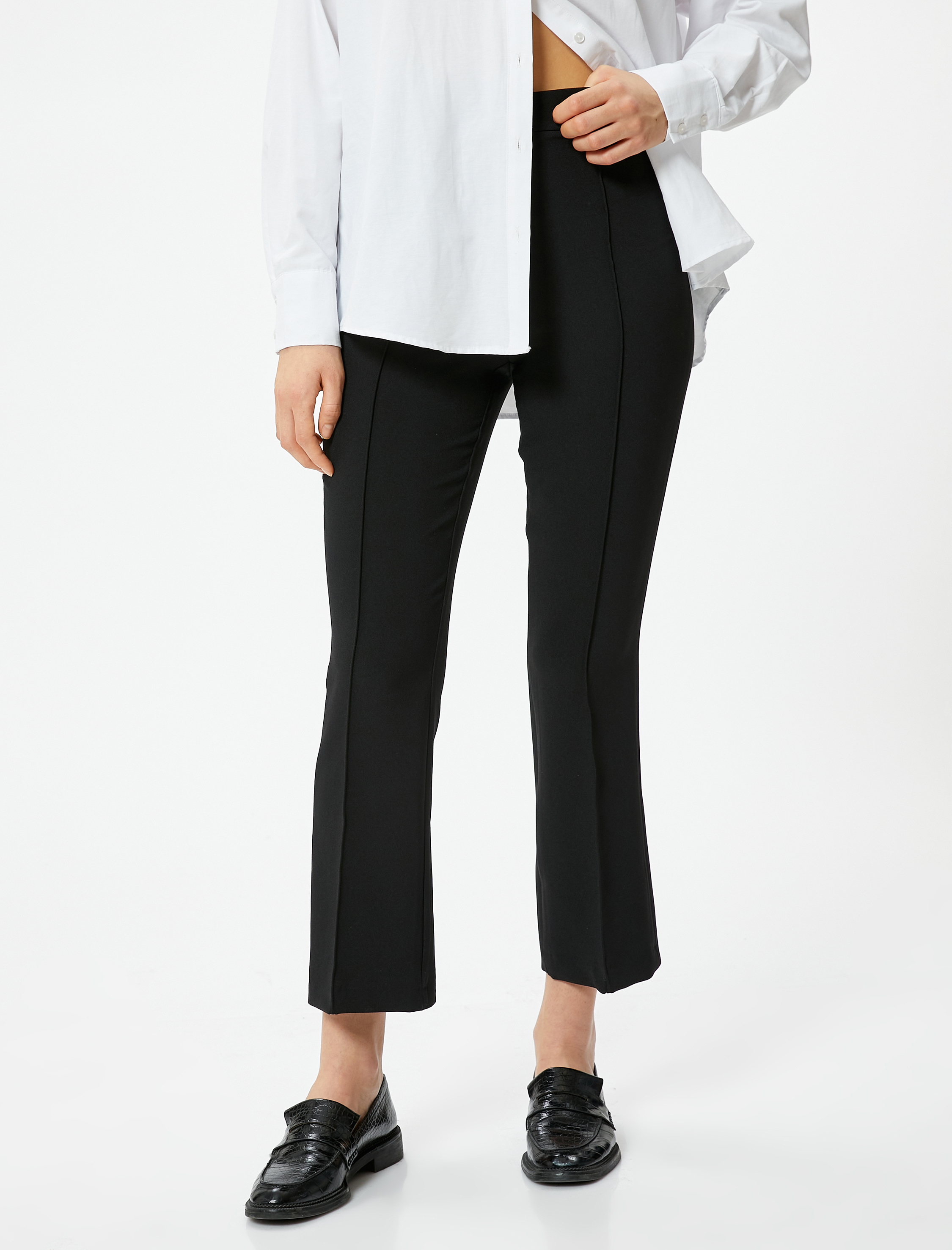   Kumaş Klasik Pantolon Yüksek Bel Dar Paça