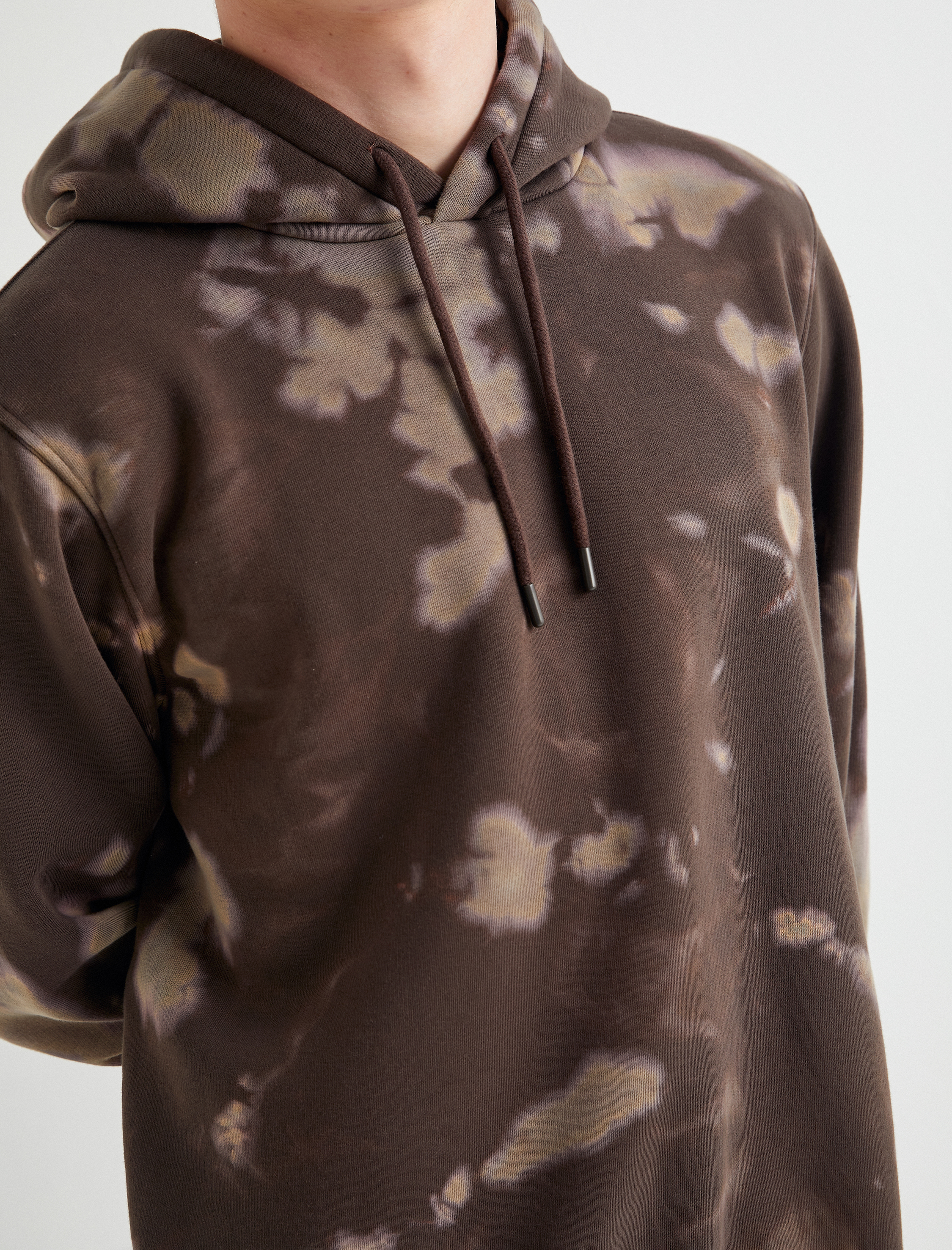   Kapşonlu Sweatshirt Soyut Baskılı Uzun Kollu Şardonlu